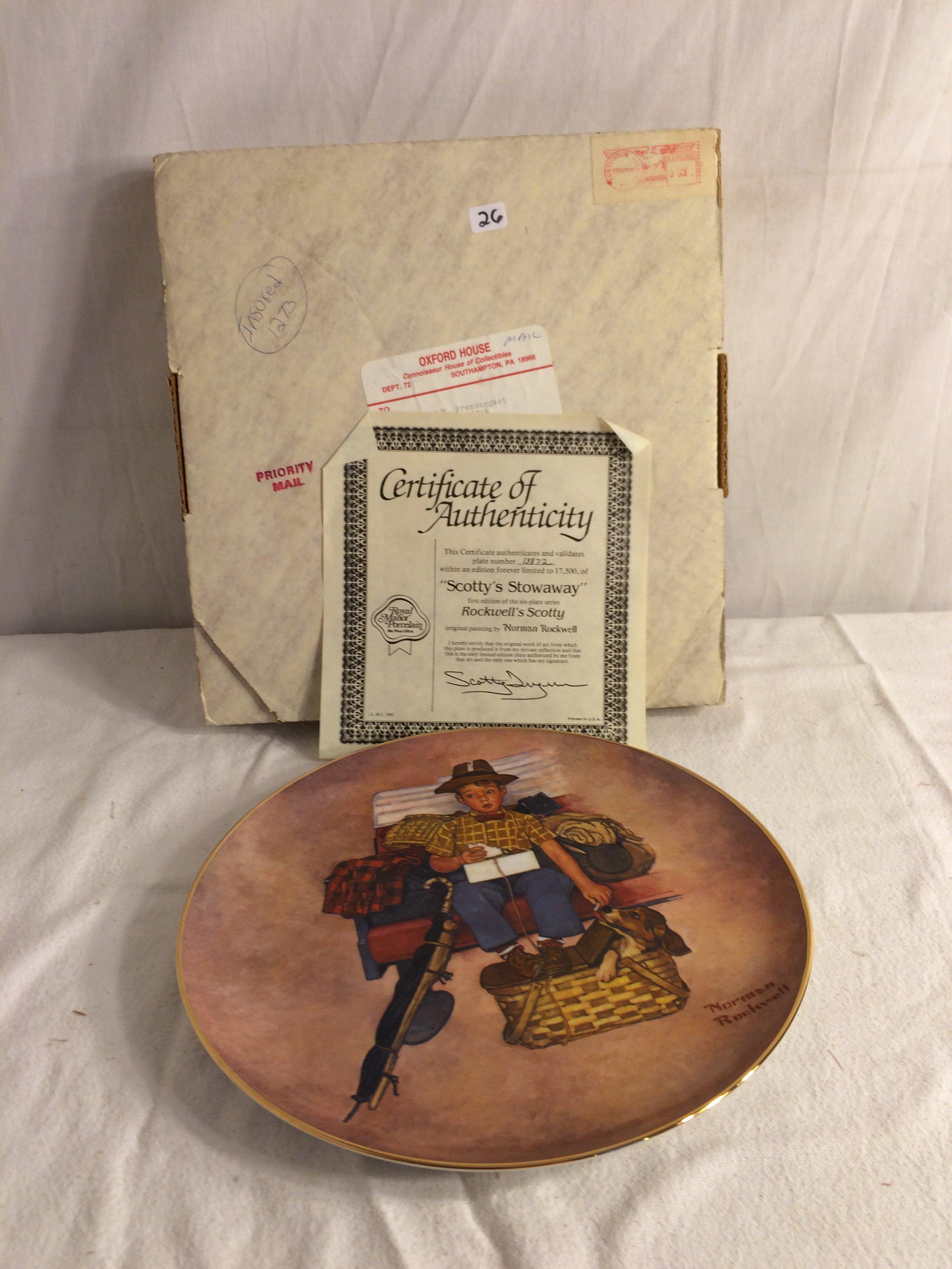 Collector Vintage 1981 Porcelain Plate "Scotay's Stowaway" #13872 Size:10.1/2"Round  Plate