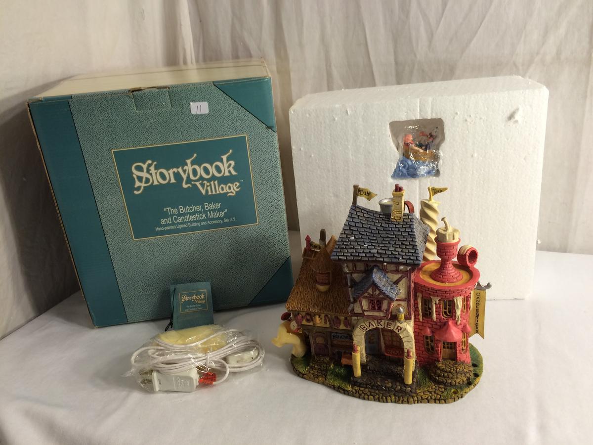 Collector Storybook Village Fairy Tales "The Butcher Baker & Candlestick Maker" Lighted Building Set