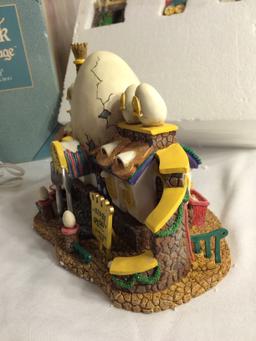 Collector Storybook Village Fairy Tales "Humpty Dumpty Café" handpainted Lighted Building Set of 4