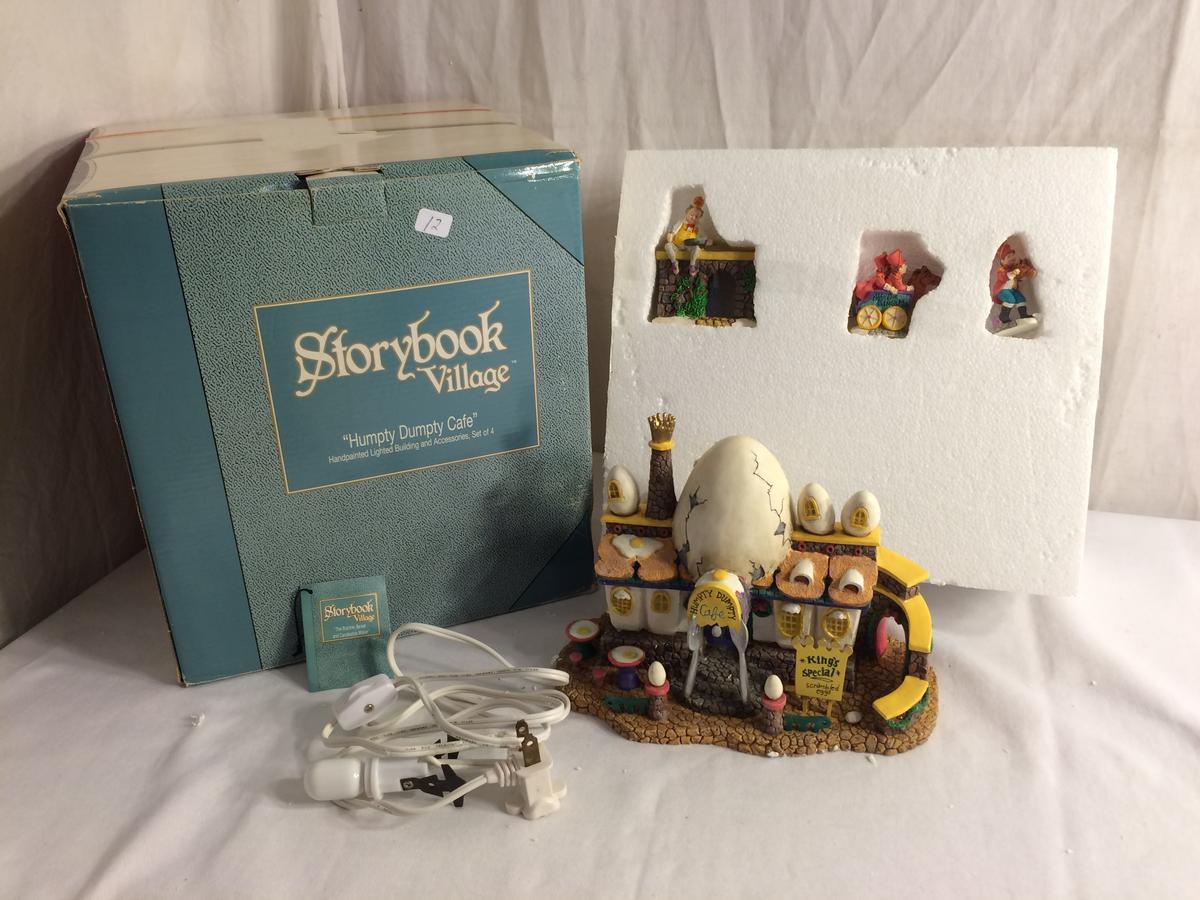 Collector Storybook Village Fairy Tales "Humpty Dumpty Café" handpainted Lighted Building Set of 4