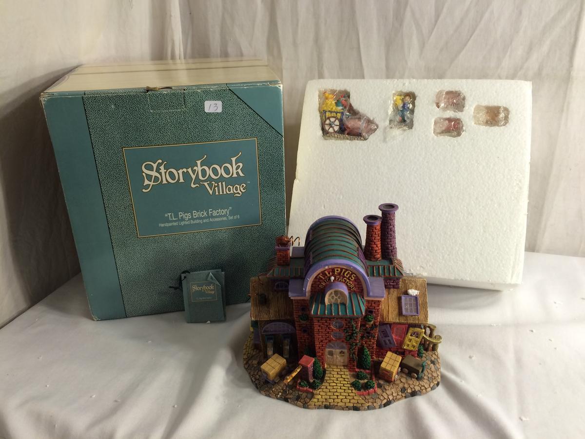 Collector Storybook Village Fairy Tales "T.L. Pigs Brick Factory" Handpainted Missing Light Set of 6