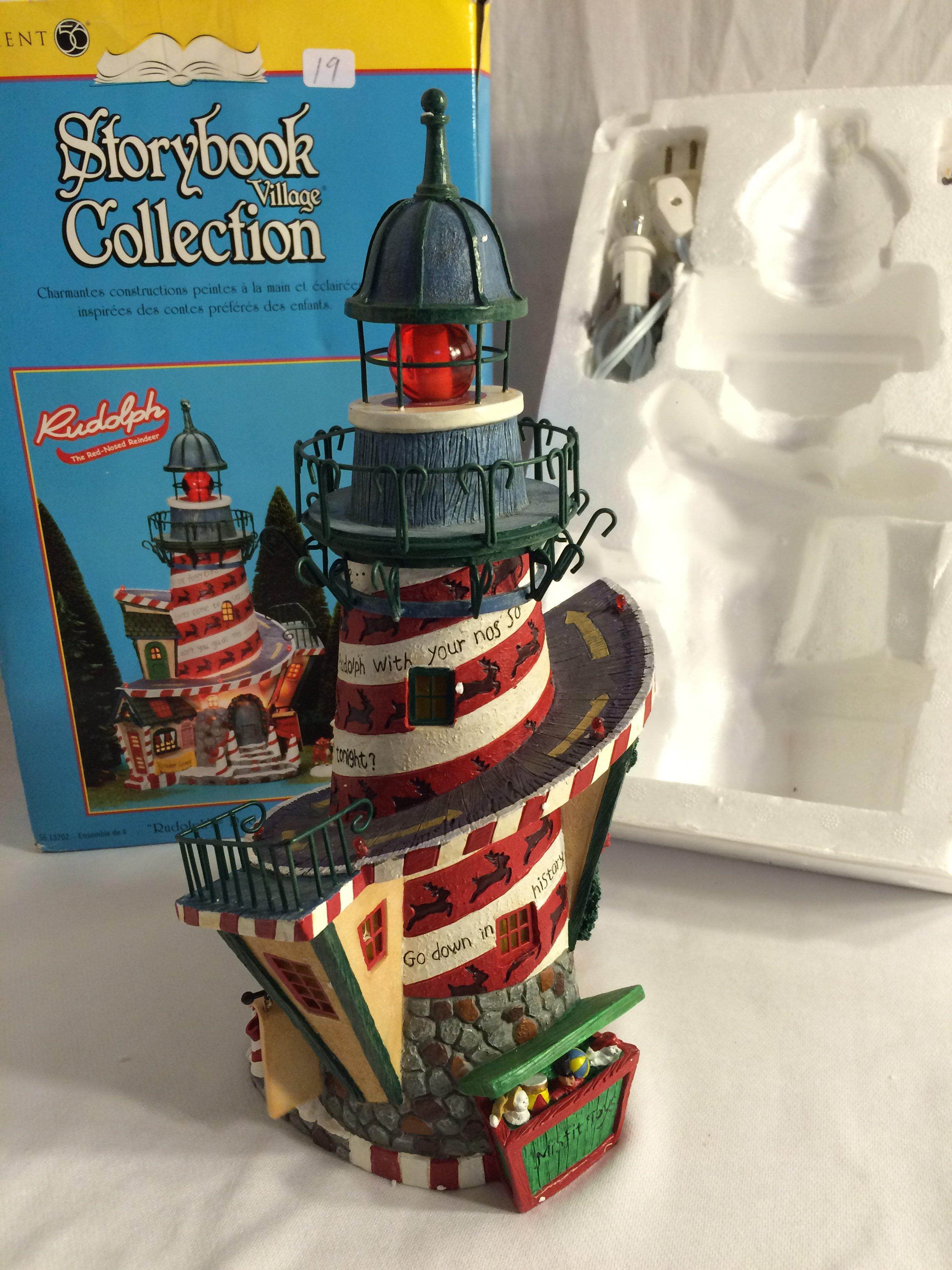 Storybook Village Collection "Rudolph's Red-Nosed Lighthouse 56.13202 Handpainted Lighted Building
