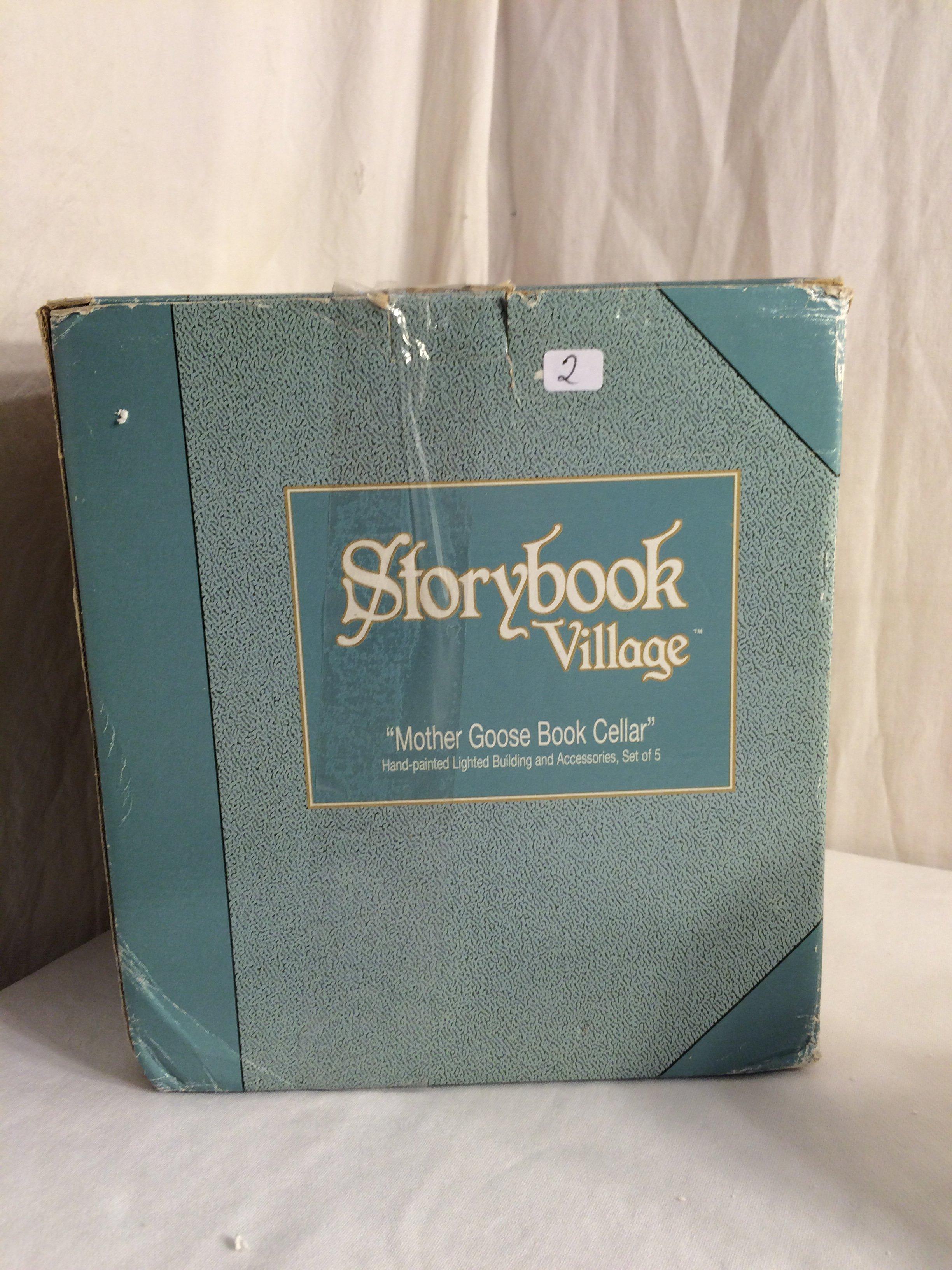 Collector Storybook Village Fairy Tales "Mother Goose Book Cellar" Hand-Painted Lighted Set of 5