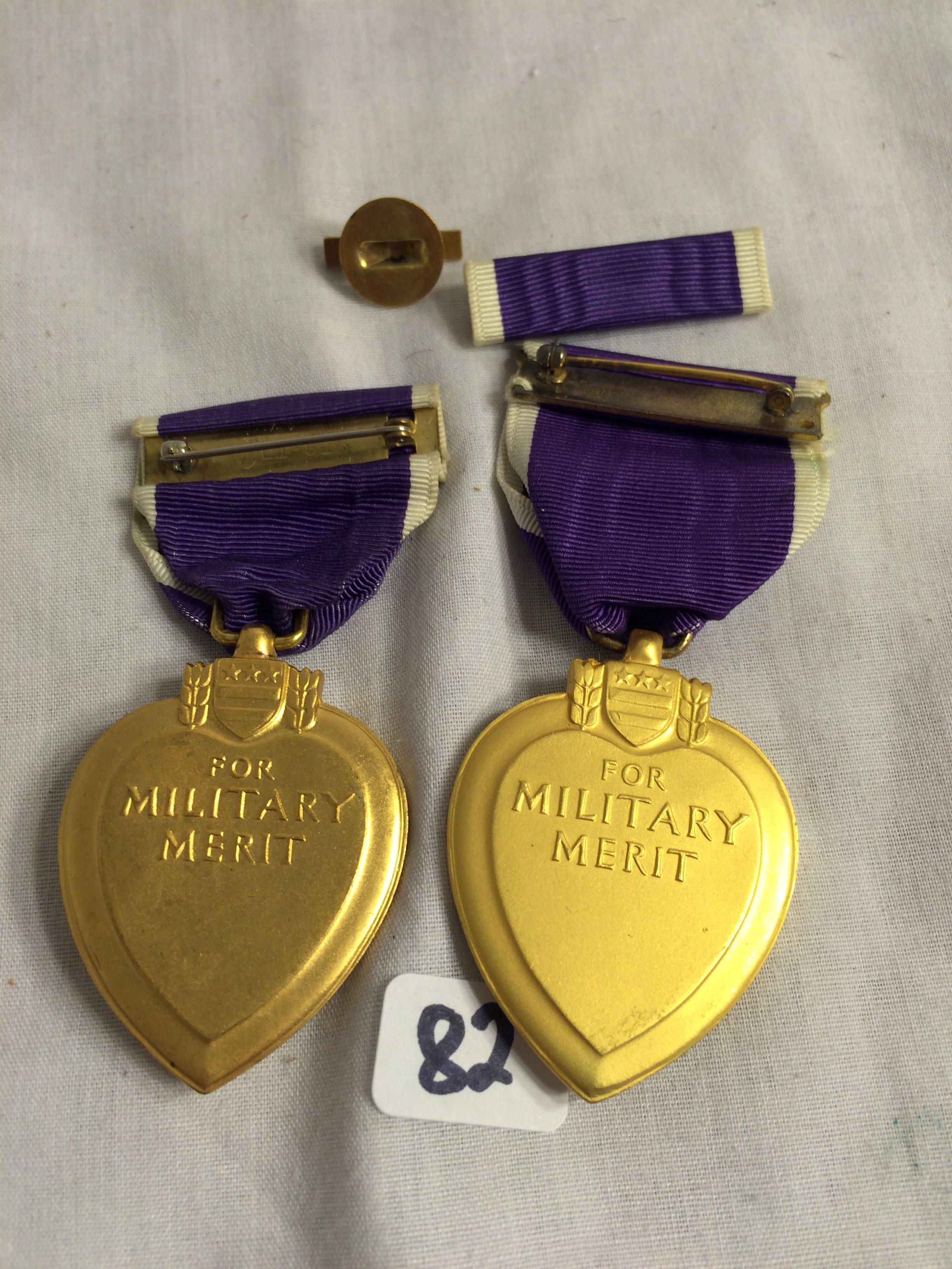 Lot of 2 Pieces Collector Purple Heart Medal For Military Merit -See Pictures