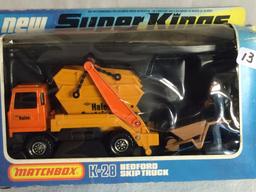 Collector NIP Vintage Matchbox Superkings K-28 Bedford Skip Truck 4.5"Tall by 8"Width Box Size