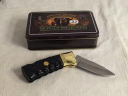 Collector African Big Five " Buffalo Collection 4.5" Long Pocket Folded Stainless Knife