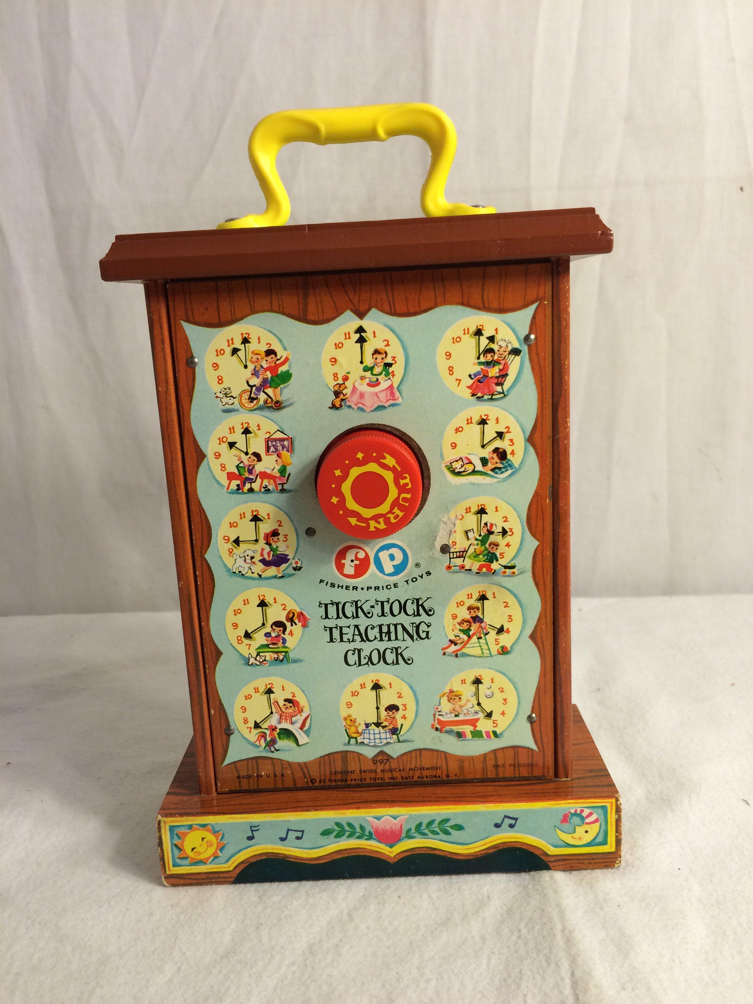 Collector Vintage 1962 Fisher Price Toys Musical Tick-Tock Clock No.997 Size:10.5"T by 6.5