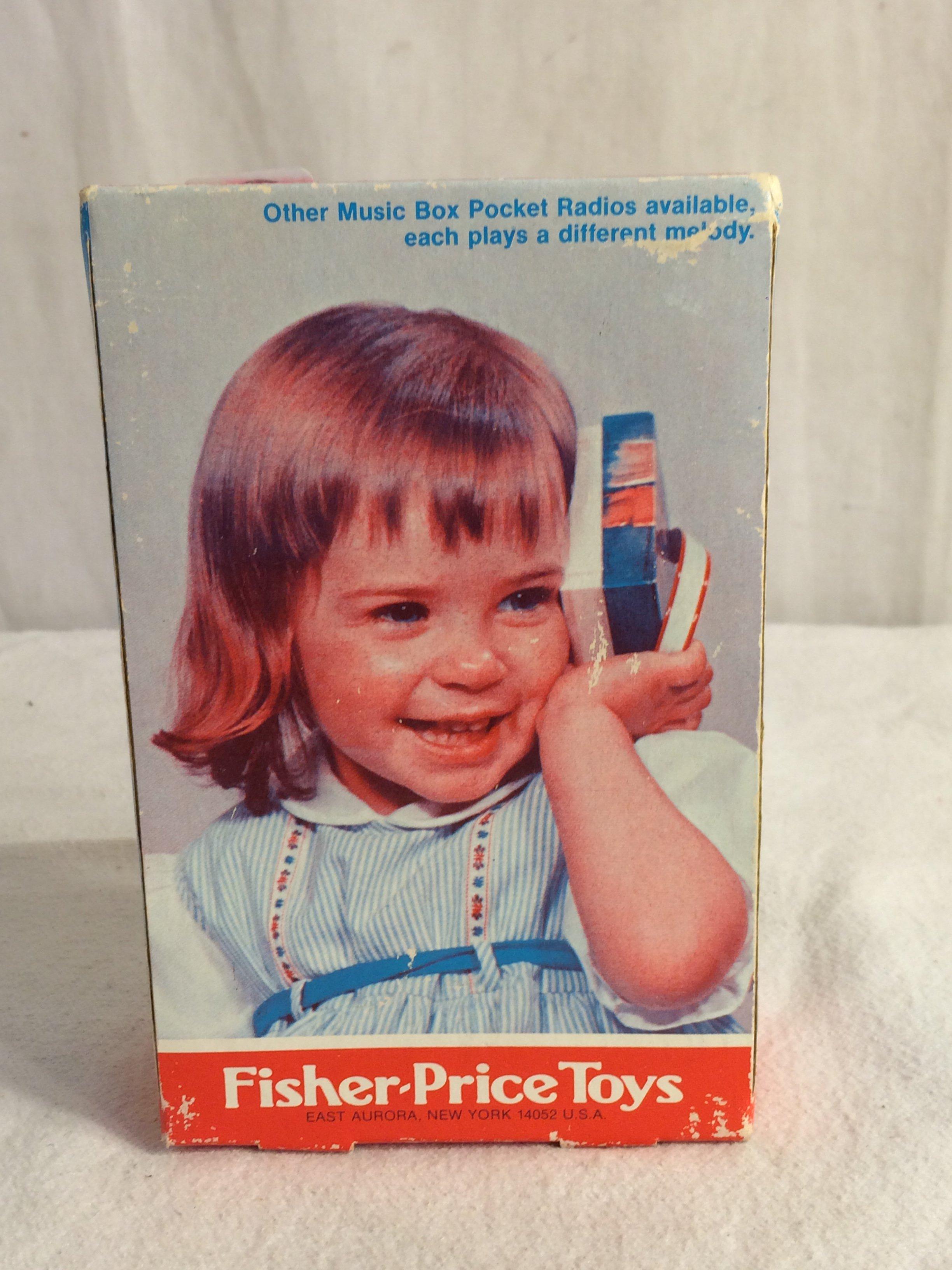 Collector Vintage 1974 Fisher Pirce Toys  Music Box Pocket Radio Size:6.1/2"Tall Box Size