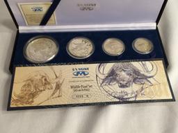 Collector 2001 Silver South Africa Wildlife Series African Buffalo Four Coin Proof Set W/COA 0325