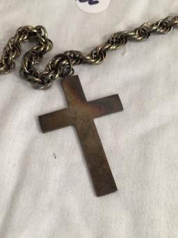 Collector Silver Plated Necklace With Cross Pendant -See Pictures