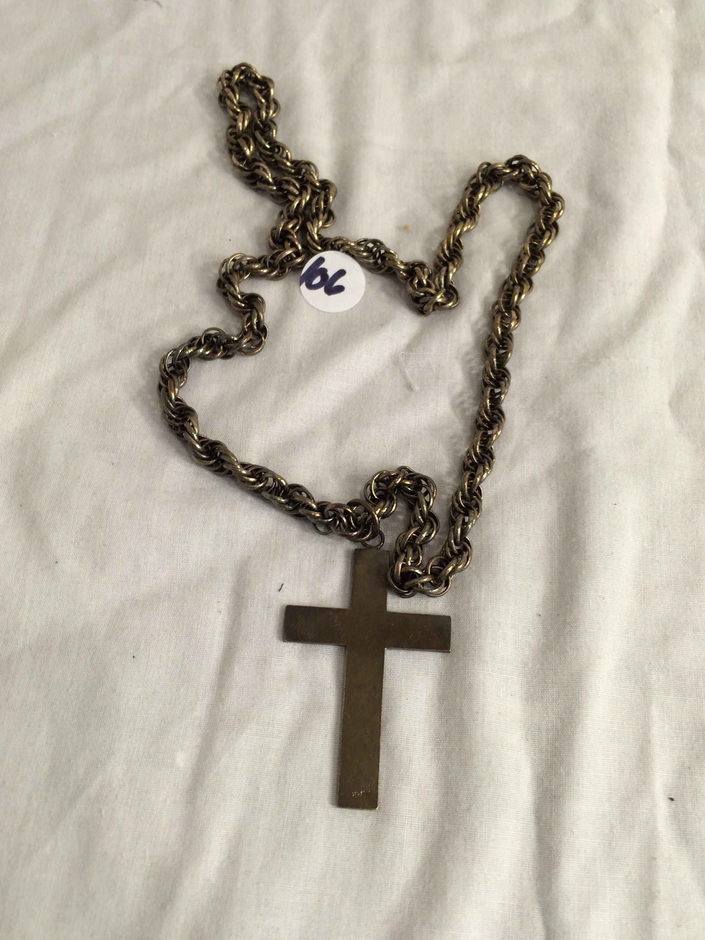 Collector Silver Plated Necklace With Cross Pendant -See Pictures