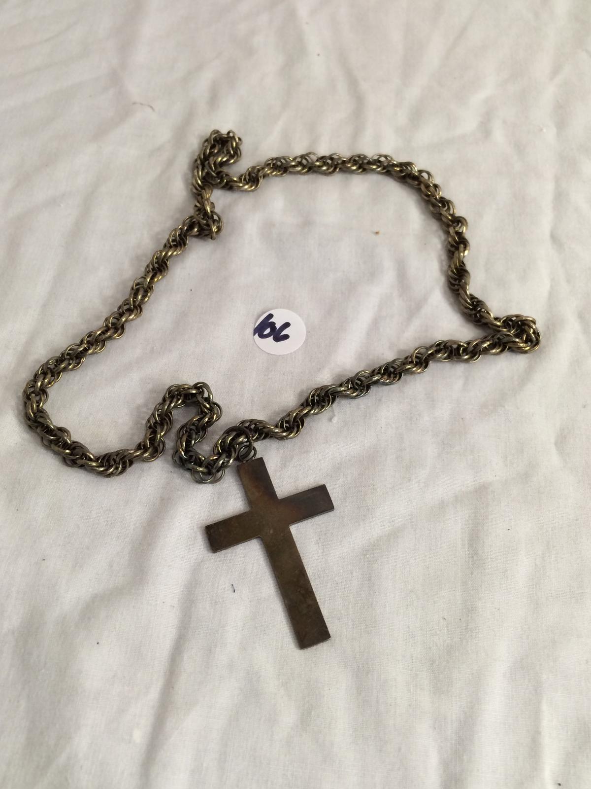 Collector Silver Plated Necklace With Cross Pendant -See Pictures