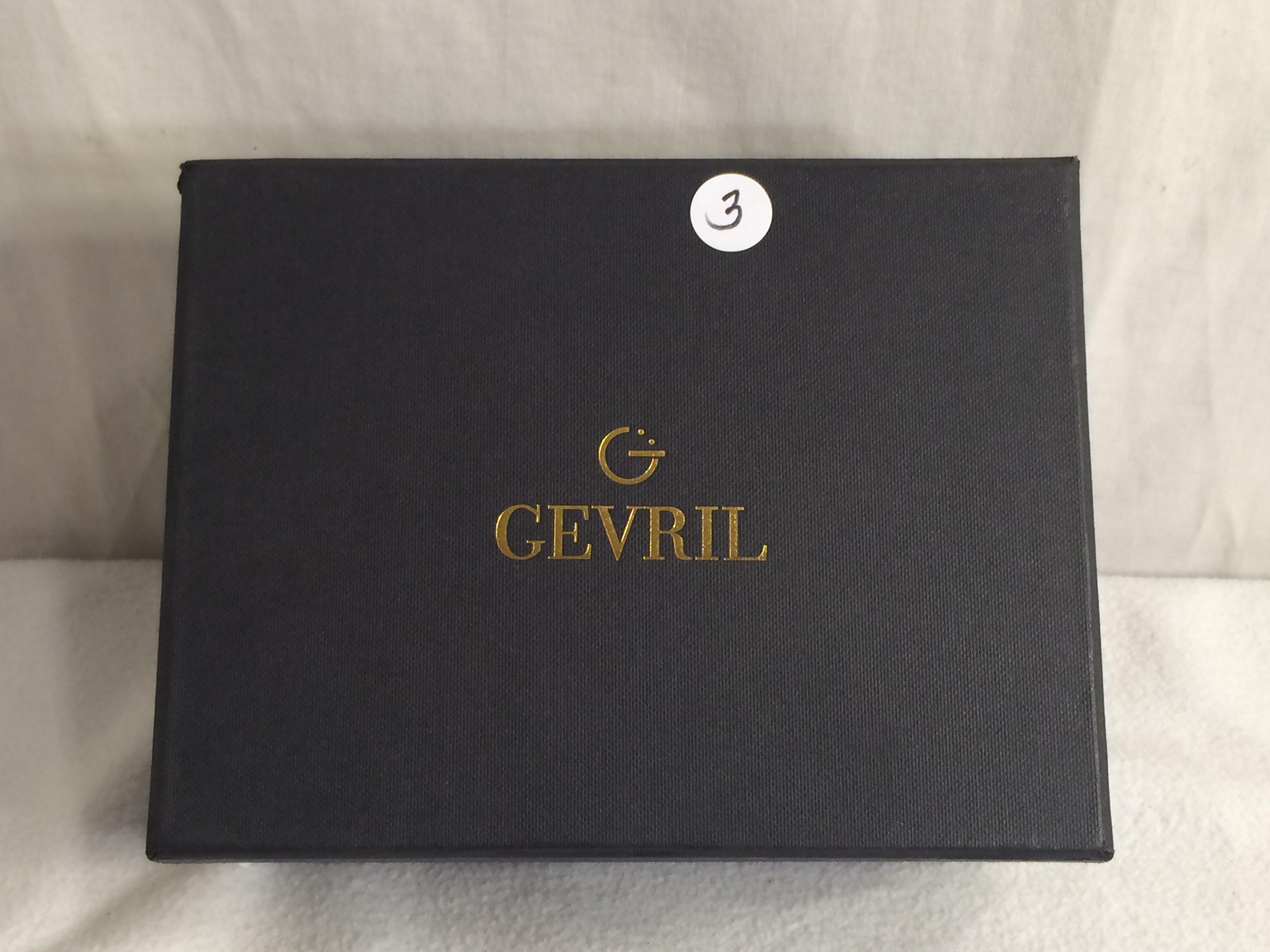 Collector New Gevril Ref No.N4131 184/500 18 Jewels Swiss made Black Leather Wristband