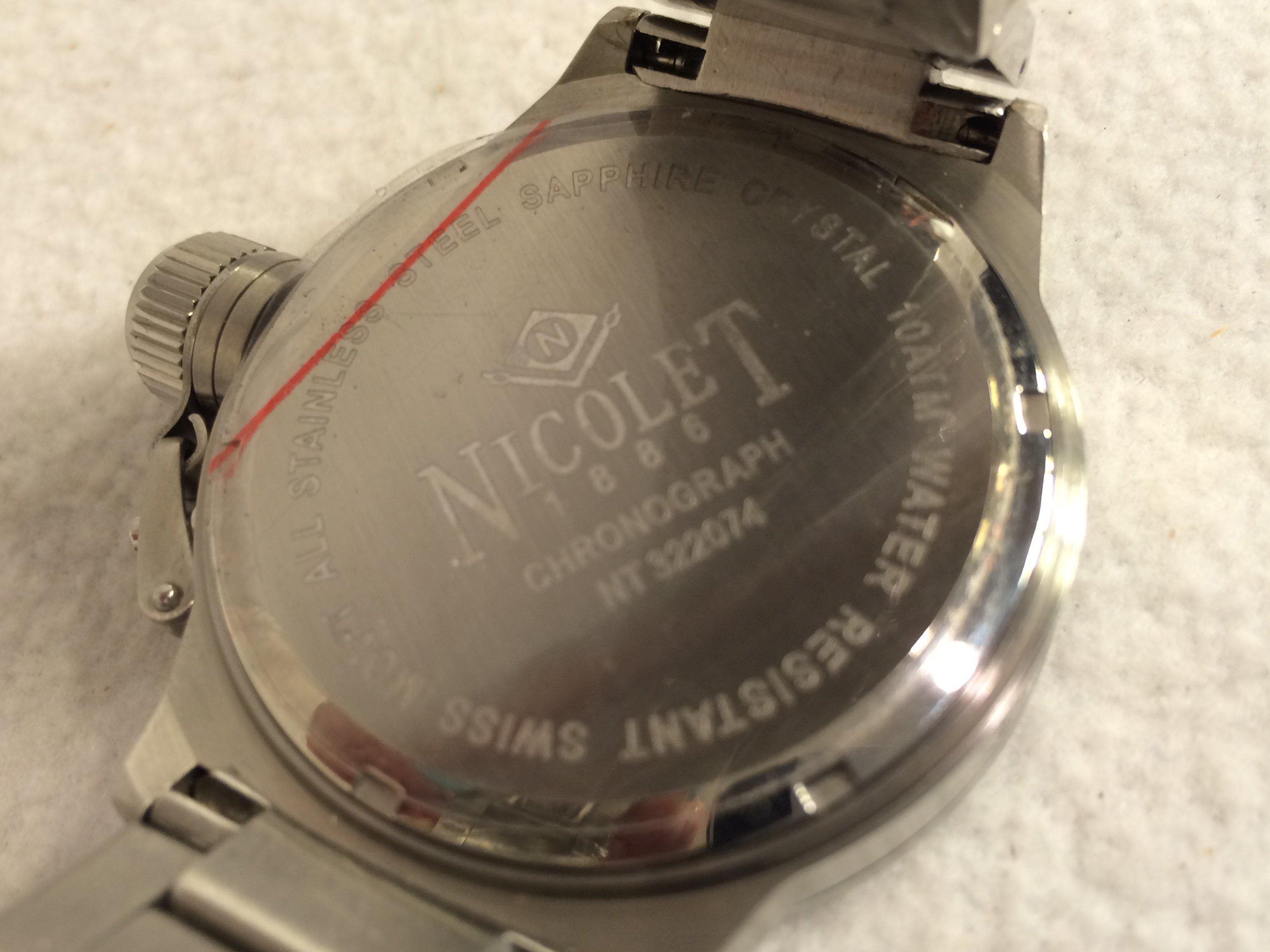 Collector New Nicolet Sapphire Crystal 10ATM Water Resistant Stainless Steel Men's Watch