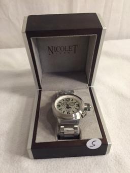 Collector New Nicolet Sapphire Crystal 10ATM Water Resistant Stainless Steel Men's Watch