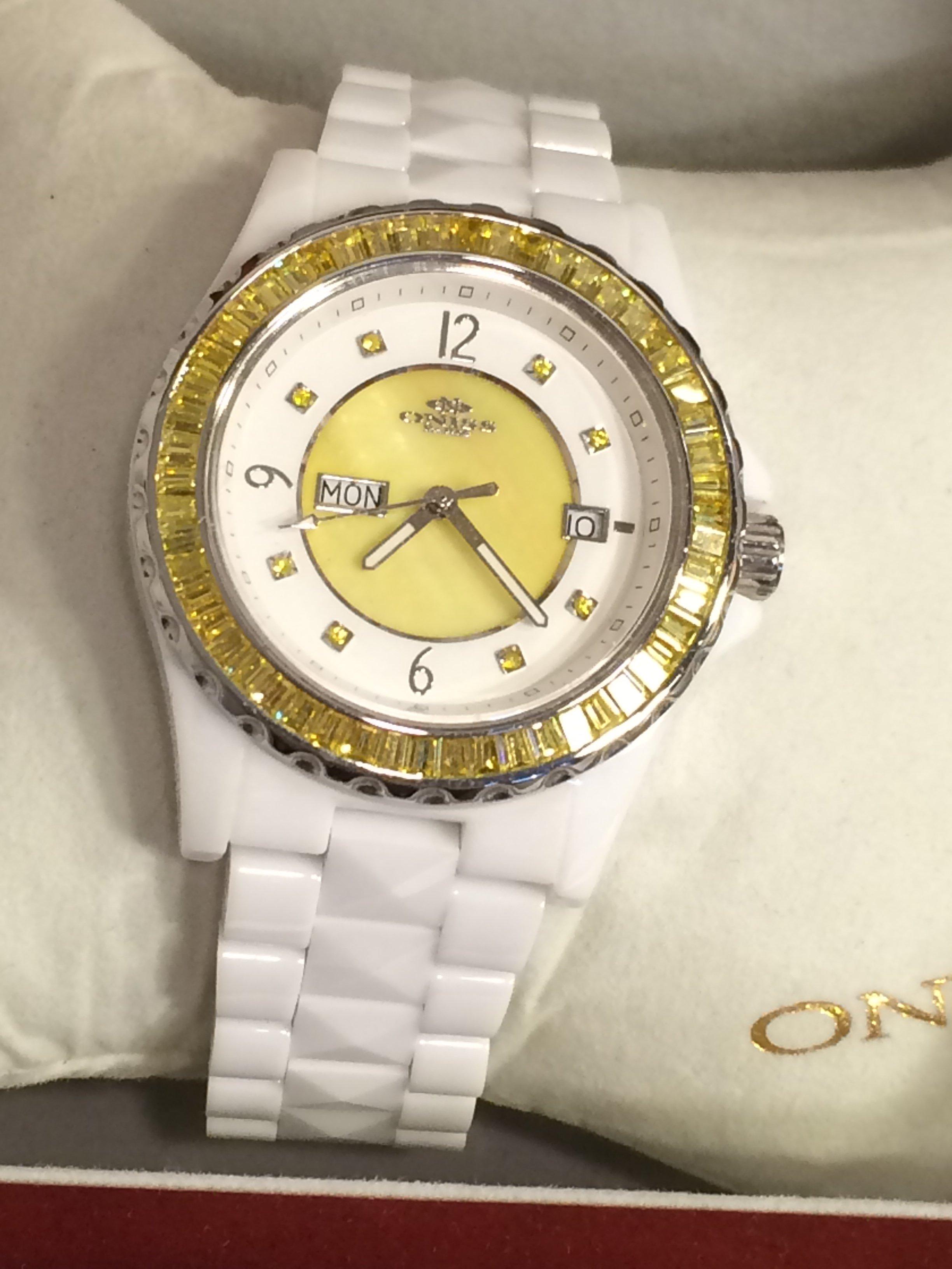 Collector New Oniss Paris White Ceramic Sapphire Crystal Wristband 3ATM Water Resistant