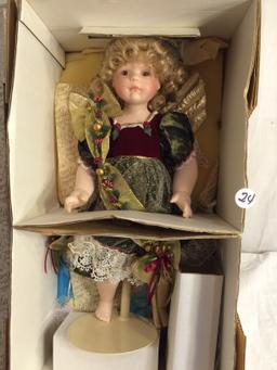 Collector Frankin Heirloom Porcelain Doll "Holiday Fairy Doll " Box Size: 18"Tall