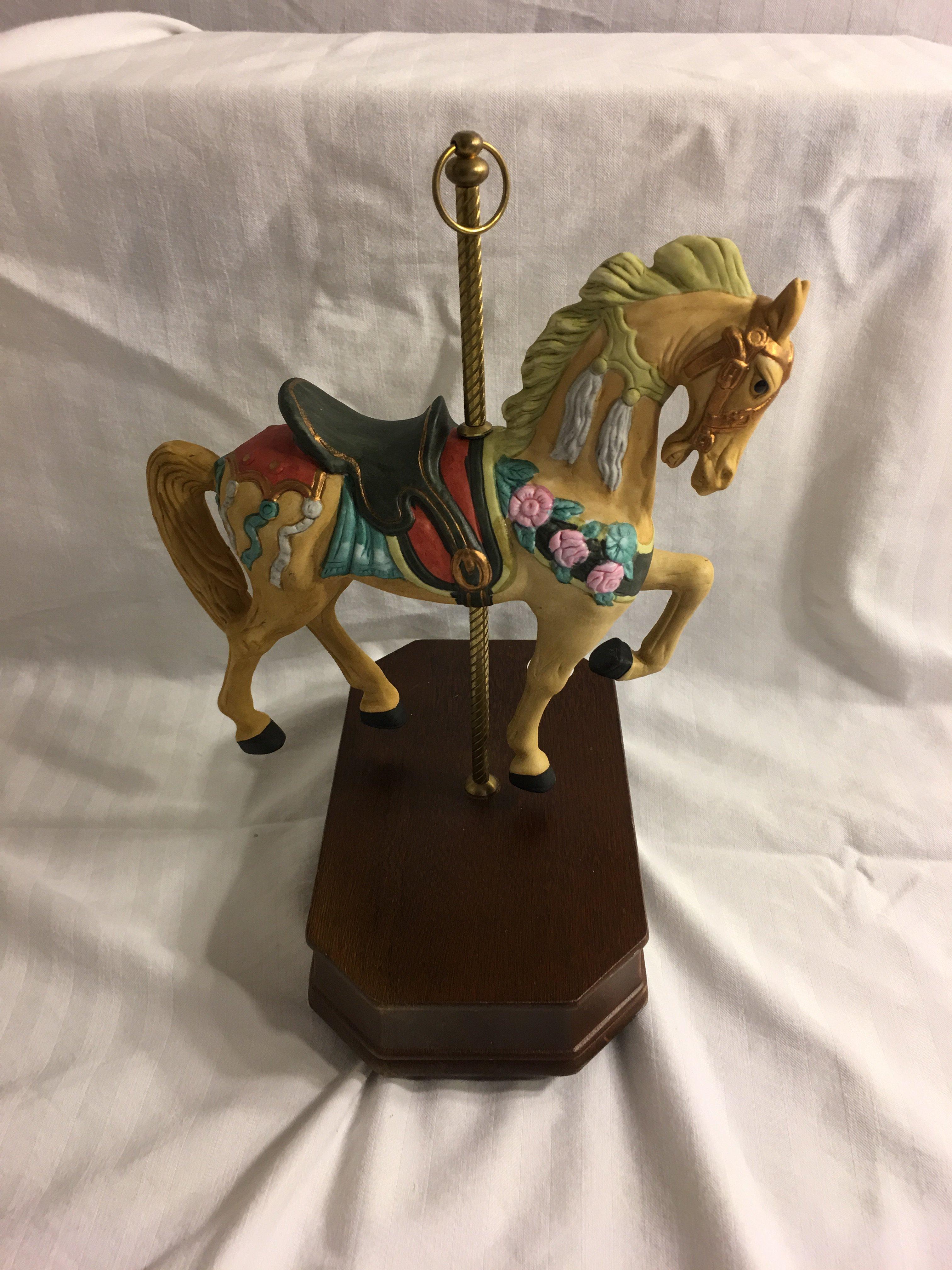 Collector Carousel Musical Horse In Wooden Stand (Not Playing Music" Size:10"Tall - See Photos