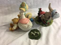 Lot of 2 Pieces Collector Ceramic Elephant and Teddy Bear Figurines Size each: 4-5"Tall - See Photos