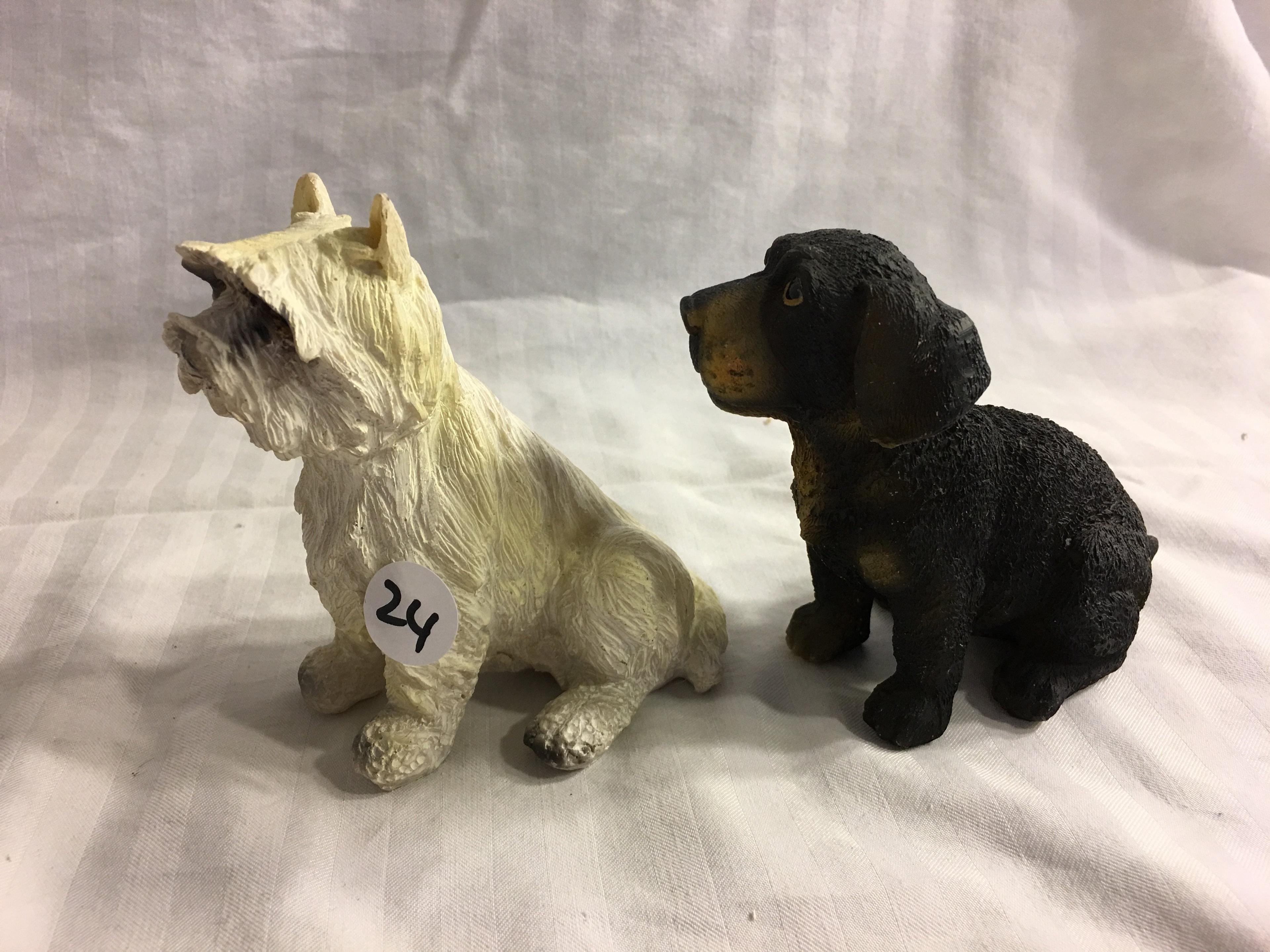 Lot of 2 Pieces Collector Ceramic Dog Figurines Size: 4-5"Tall/each - See Pictures