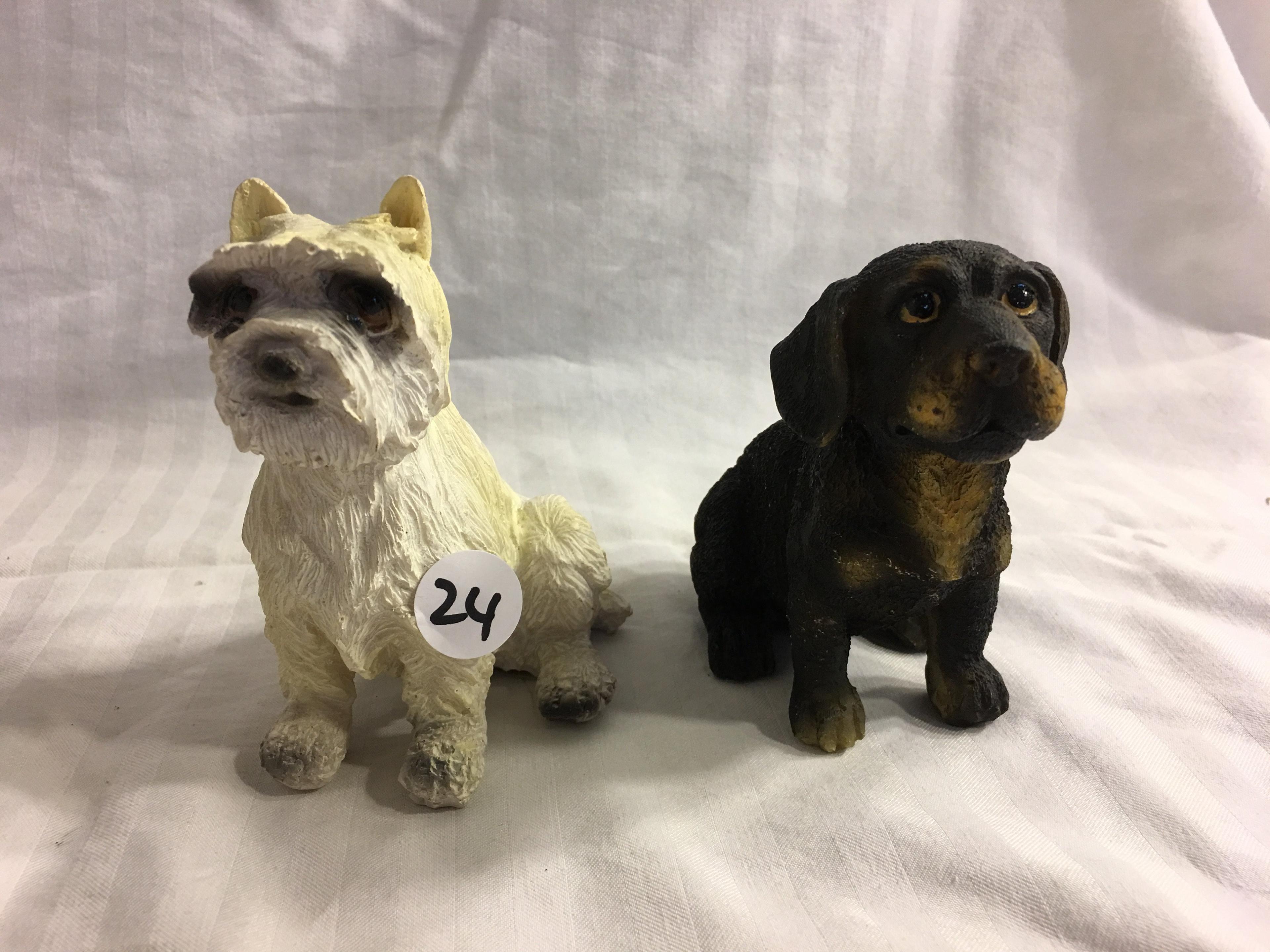 Lot of 2 Pieces Collector Ceramic Dog Figurines Size: 4-5"Tall/each - See Pictures