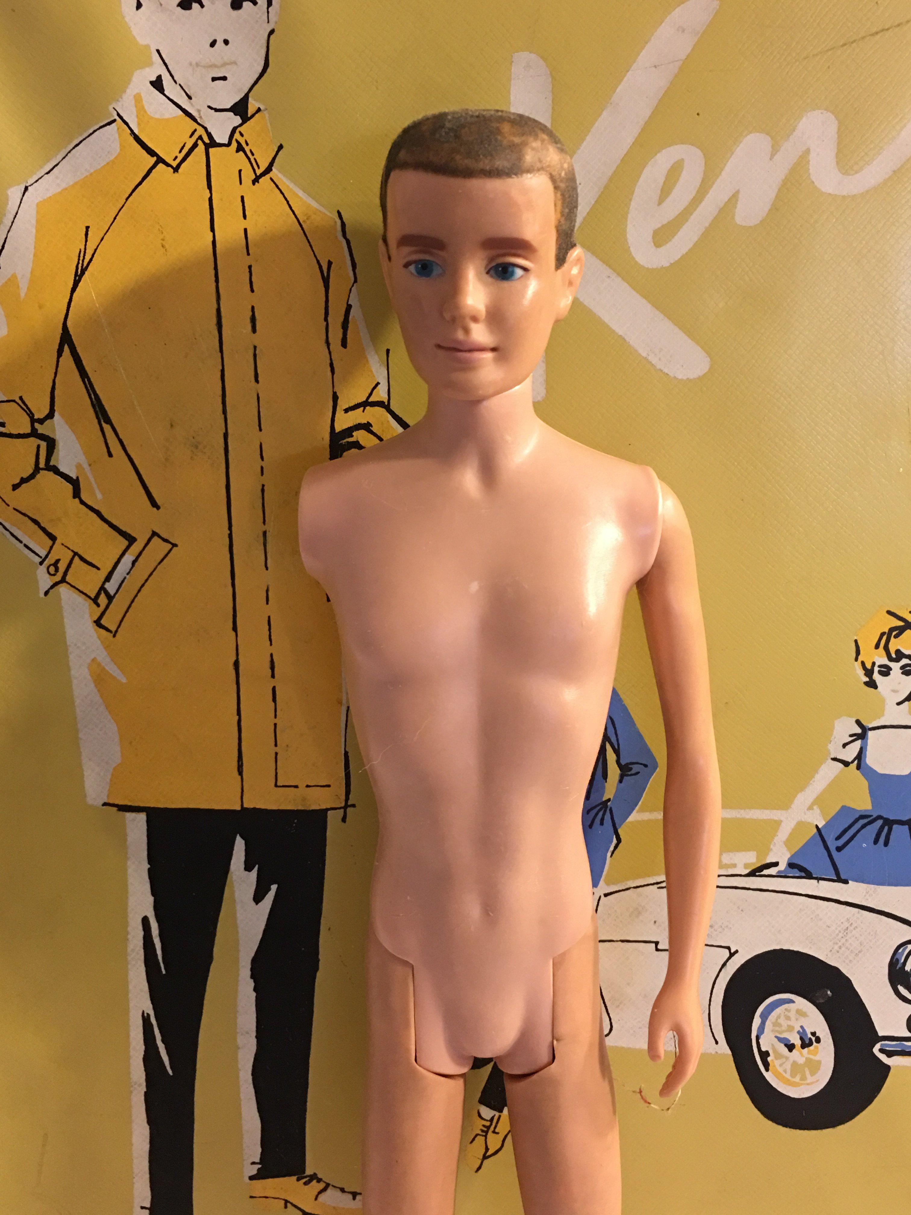 Collector Vintage Mattel Ken Doll & Case Yellow Color Size: 13x10.5" Ken Doll Is Missing Parts -See