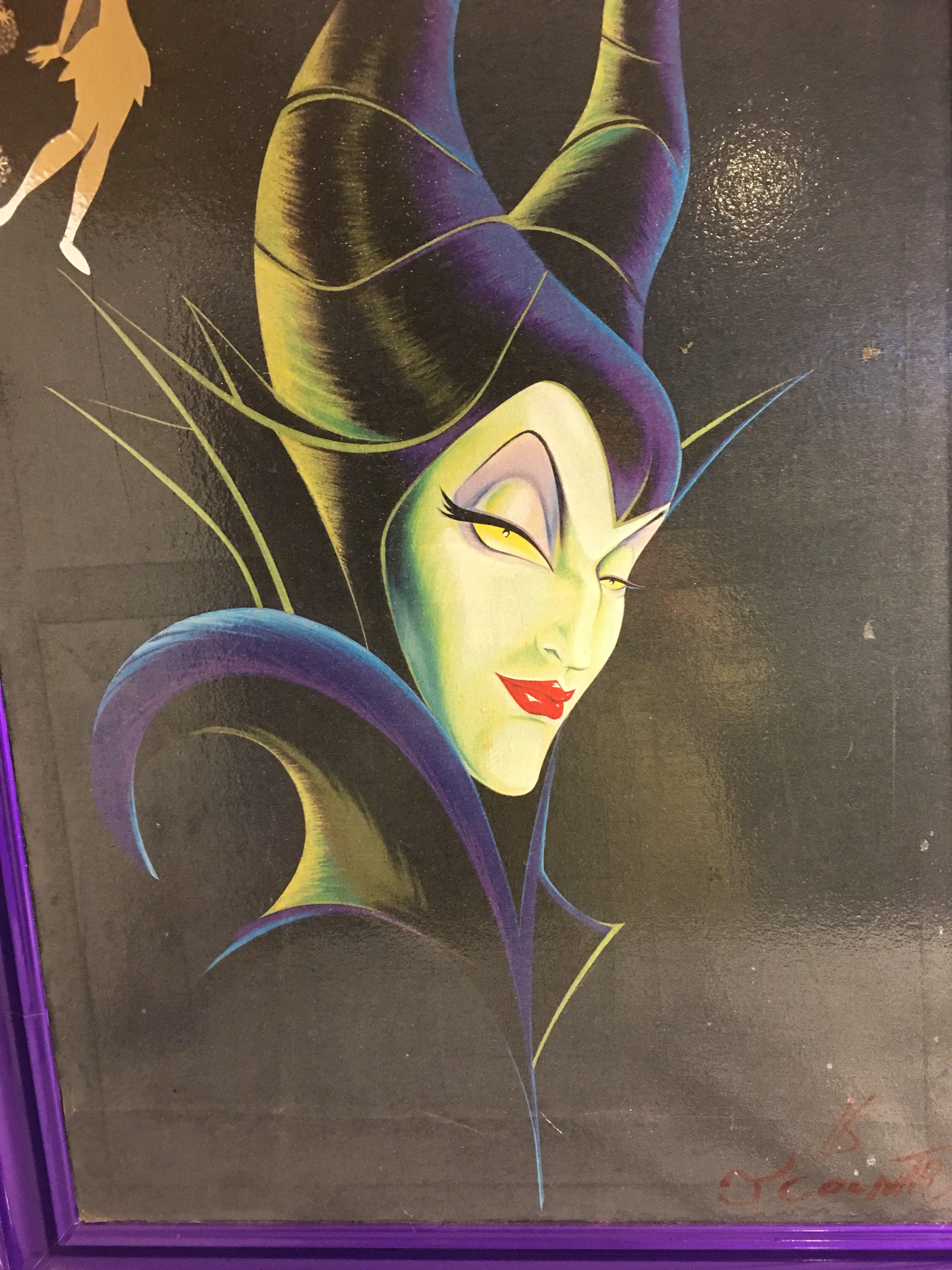 Collector Original Painting On Canvas Signed "Evil Queen" From Snow white & Seven Drwafts in Frame