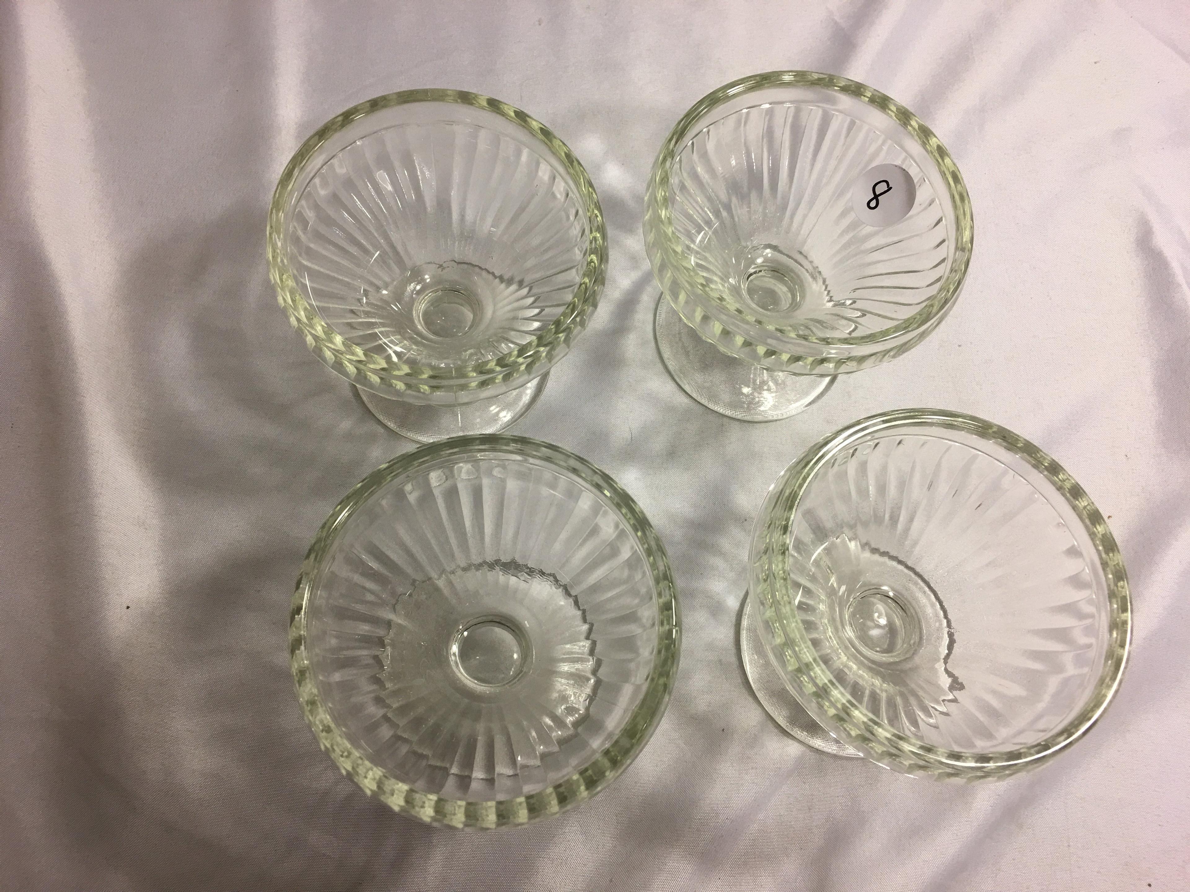 Lot of 4 Pieces Clear Glass Icecream Bowl Size: 3.1/4" Tall - See Pictures