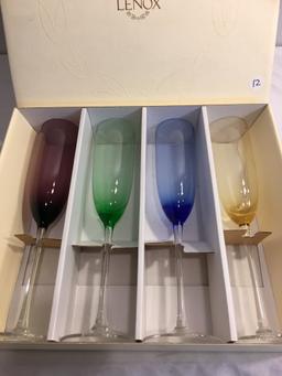 Collector Lenox Assorted Color Gems Flutes S/4 SKU #6048805 Glasses Size: 10.3/8"Tall/Each