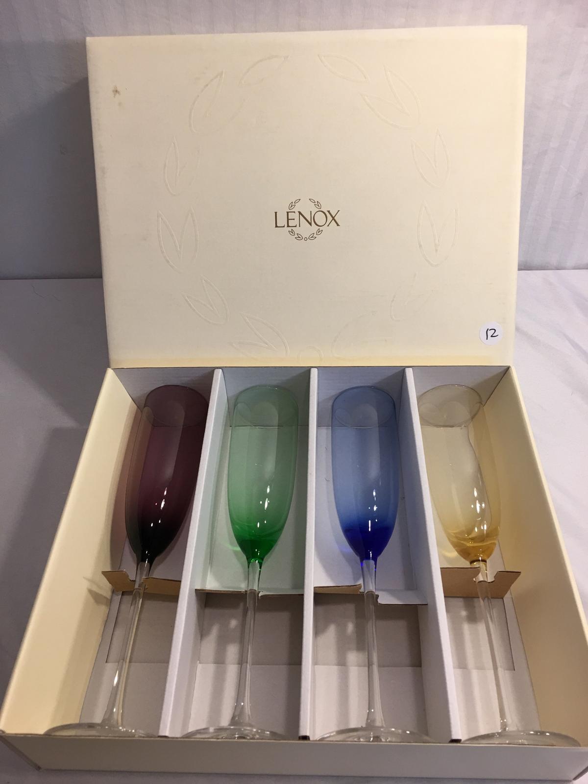 Collector Lenox Assorted Color Gems Flutes S/4 SKU #6048805 Glasses Size: 10.3/8"Tall/Each