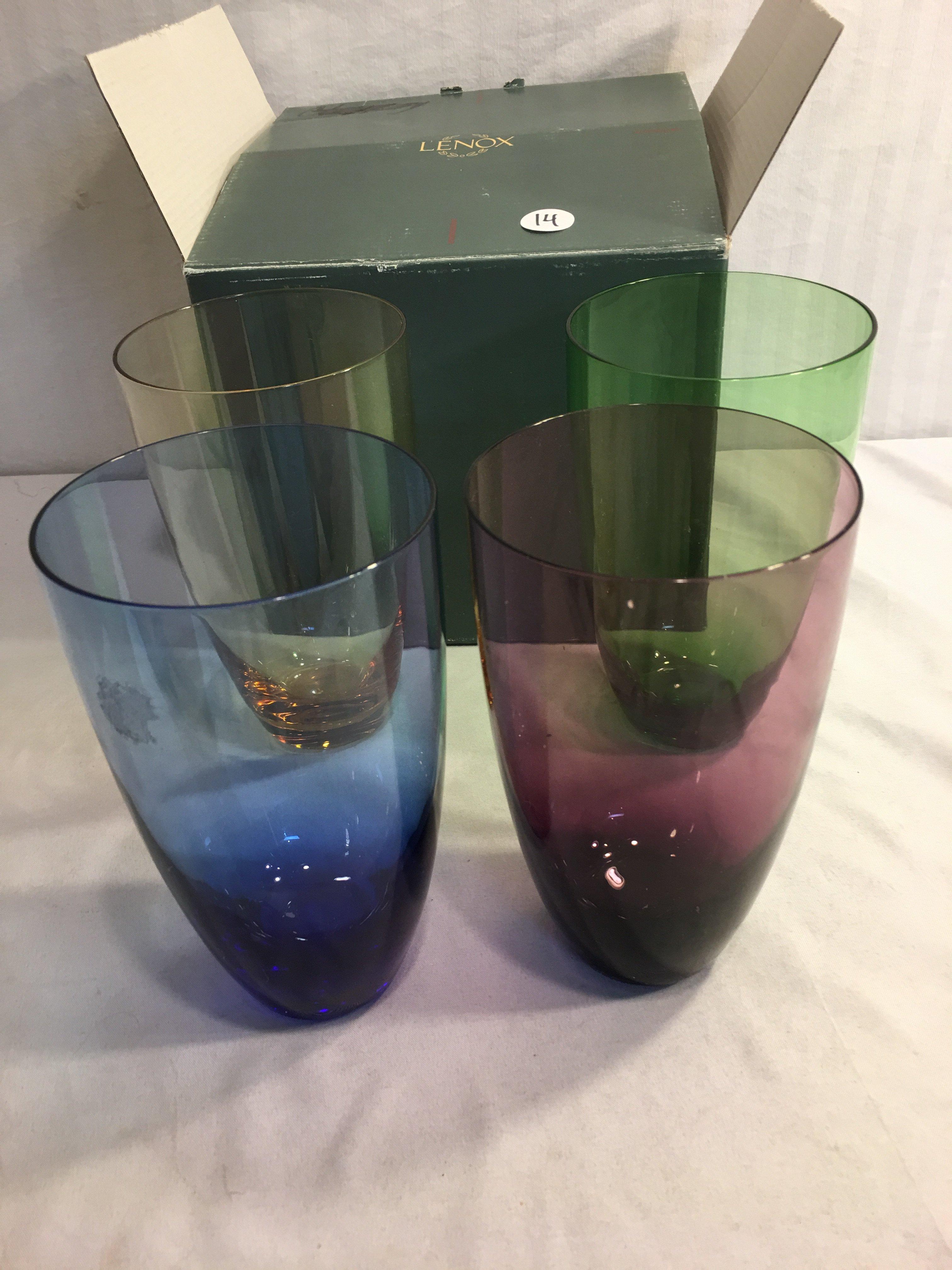 Collector Lenox  Assorted Color Gems Jighball Set of 4 SKU #6050769 Made in Slovenia Glass 6.5"T