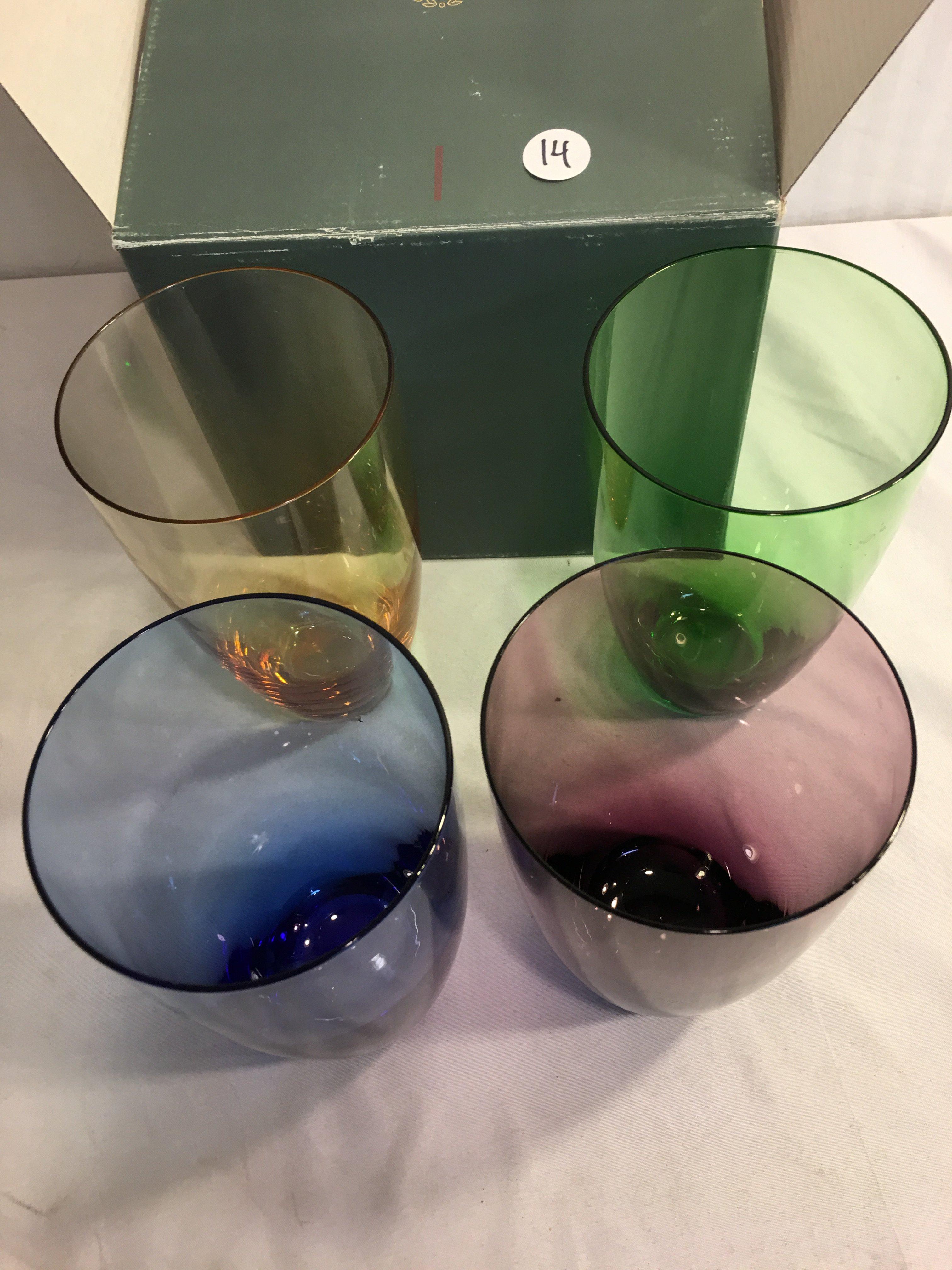 Collector Lenox  Assorted Color Gems Jighball Set of 4 SKU #6050769 Made in Slovenia Glass 6.5"T