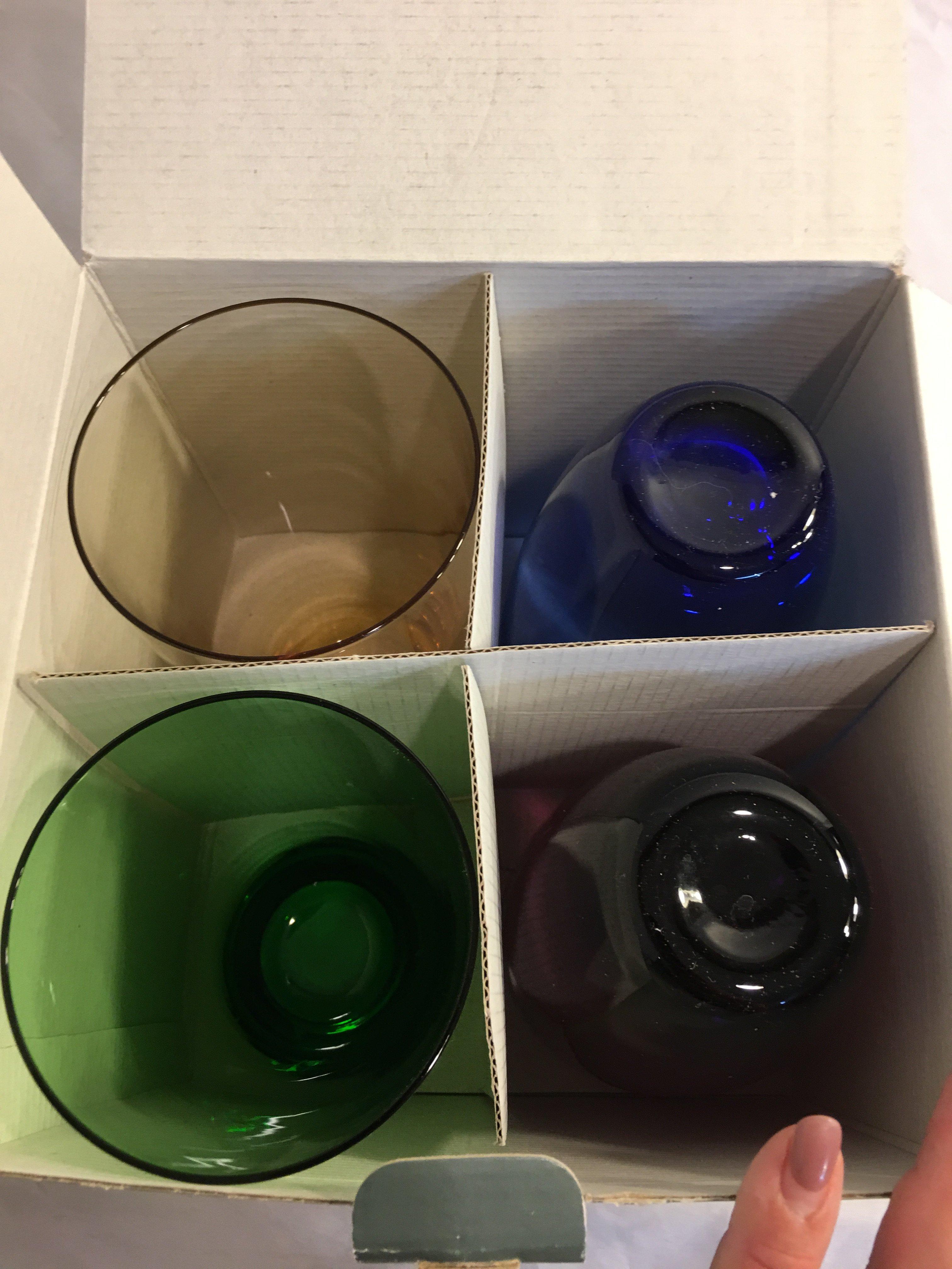 Collector Lenox  Assorted Color Gems Jighball Set of 4 SKU #6050769 Made in Slovenia Glass 6.5"T