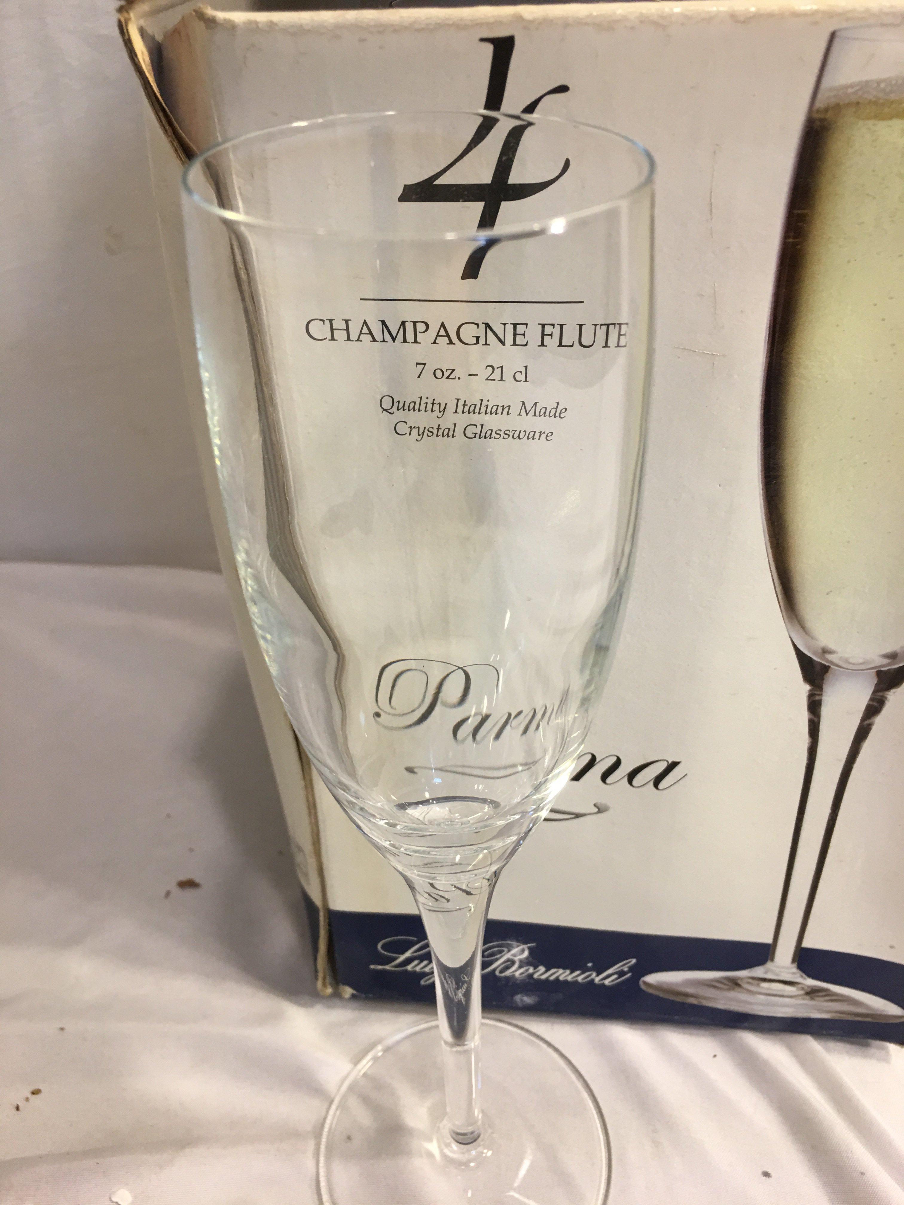 Collector Parma Luigi Bormioli Champagne Flute 7 oz. - 21 cl. Set of 4 Glass 9.3/4"Tall