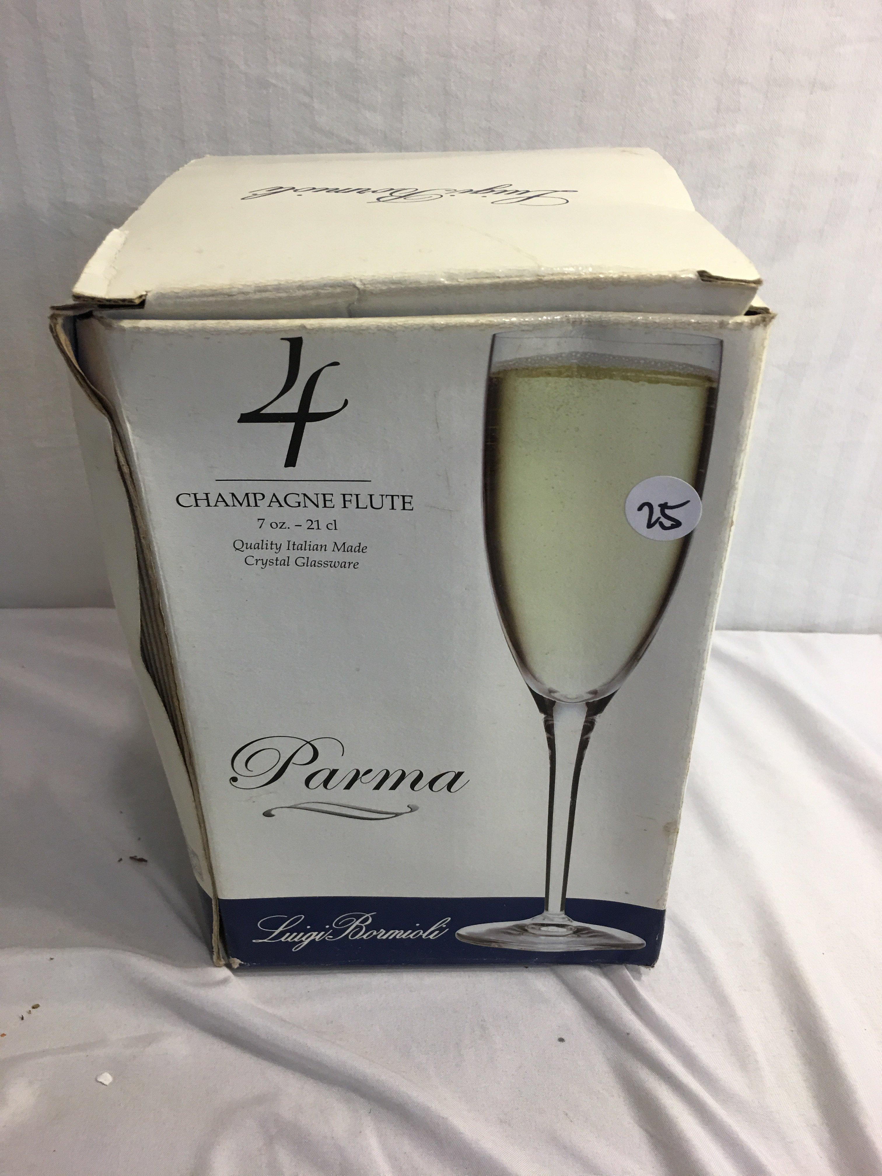 Collector Parma Luigi Bormioli Champagne Flute 7 oz. - 21 cl. Set of 4 Glass 9.3/4"Tall