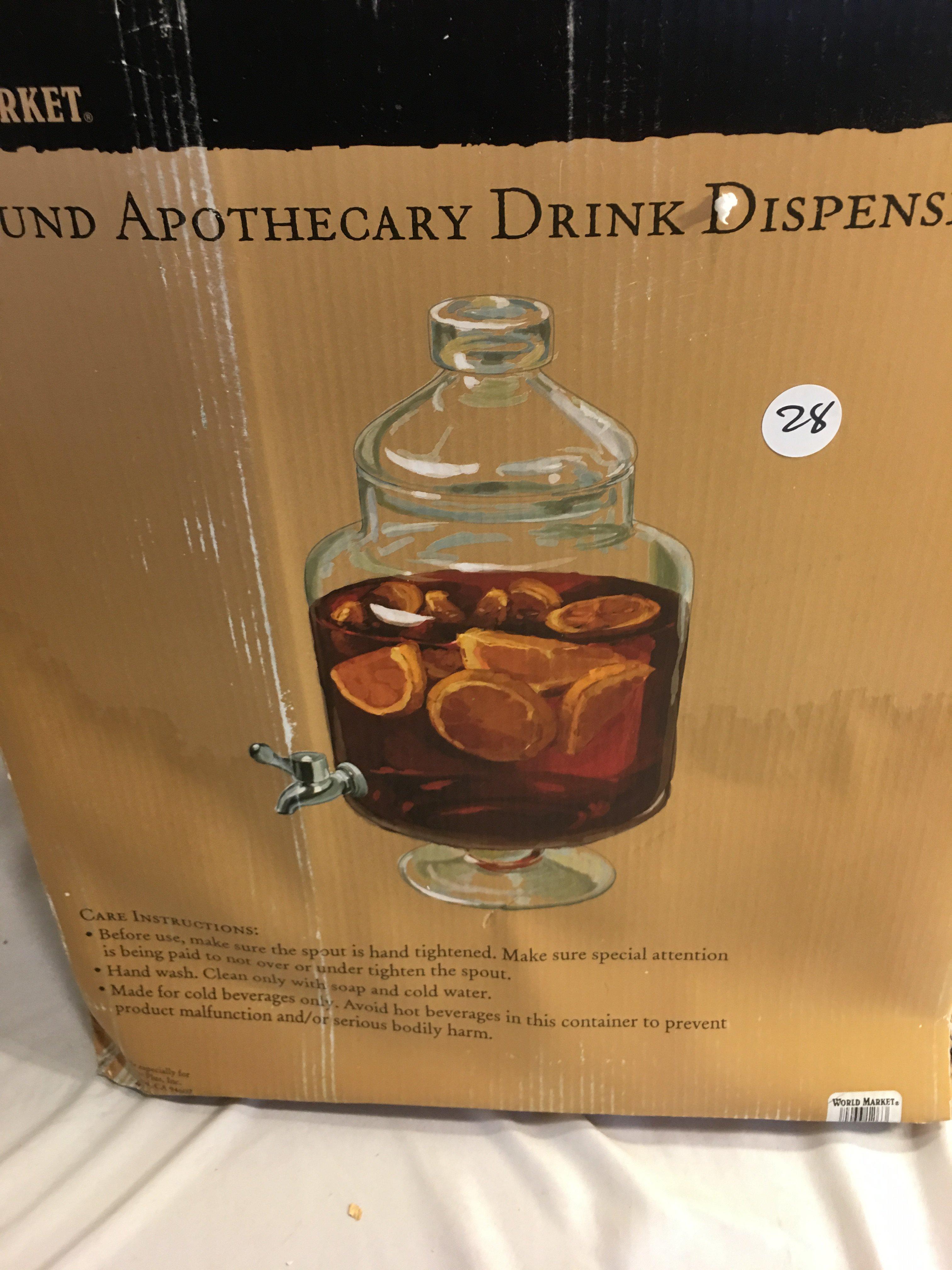 Collector World Market 6L. Round Apothecary Drink Dispenser Glass Made 16"T by 12.1/2"Width