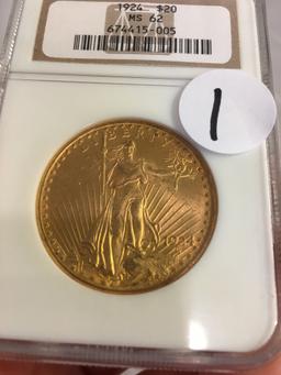 Collector 1924 $20 Saint Gaudens NGC MS62 Gold Coin