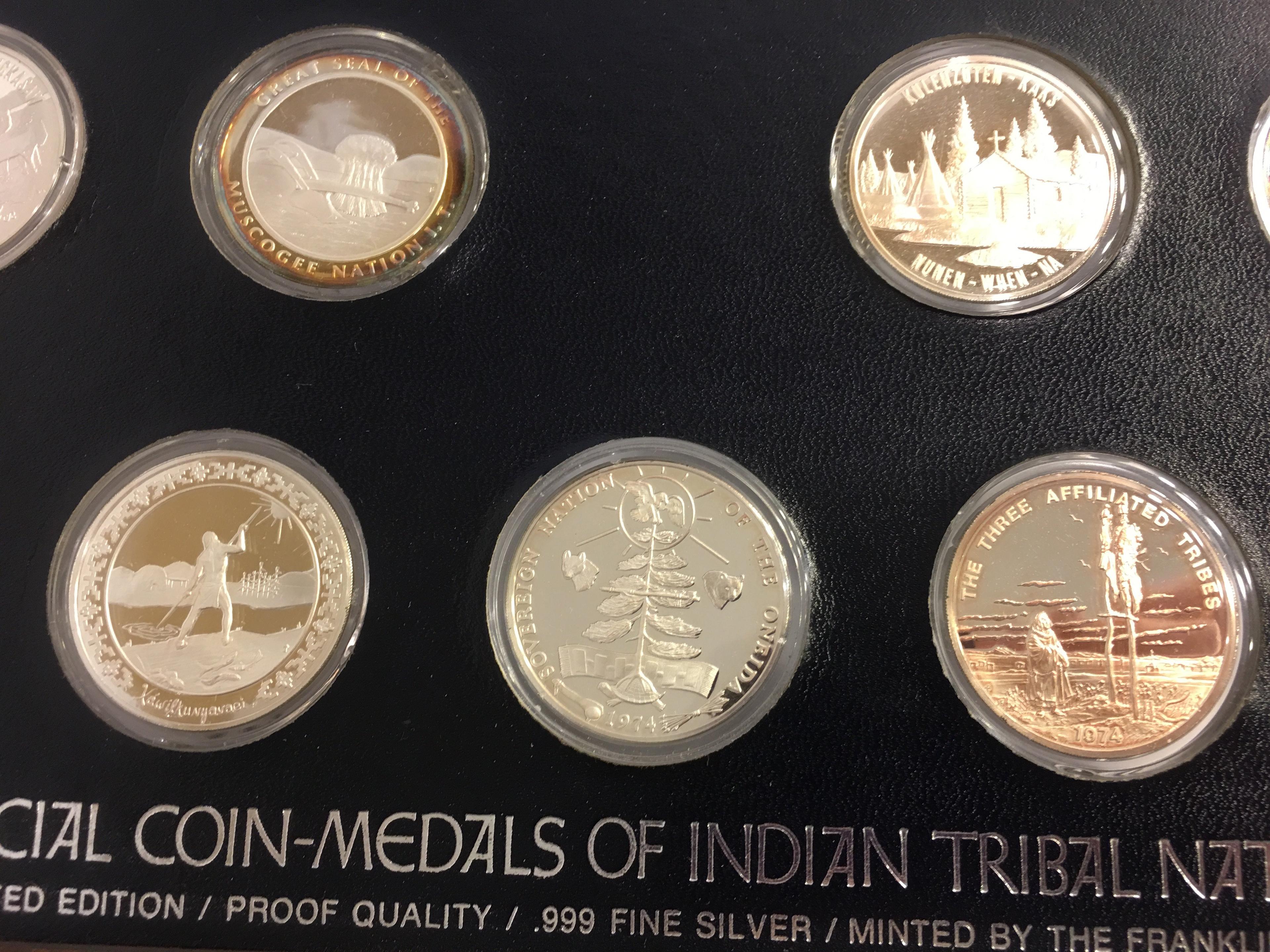 Set Official Coin-Medals Of Indian Tribal Nations LTD. EDT. .999 Silver/Minted By Franklin Mint