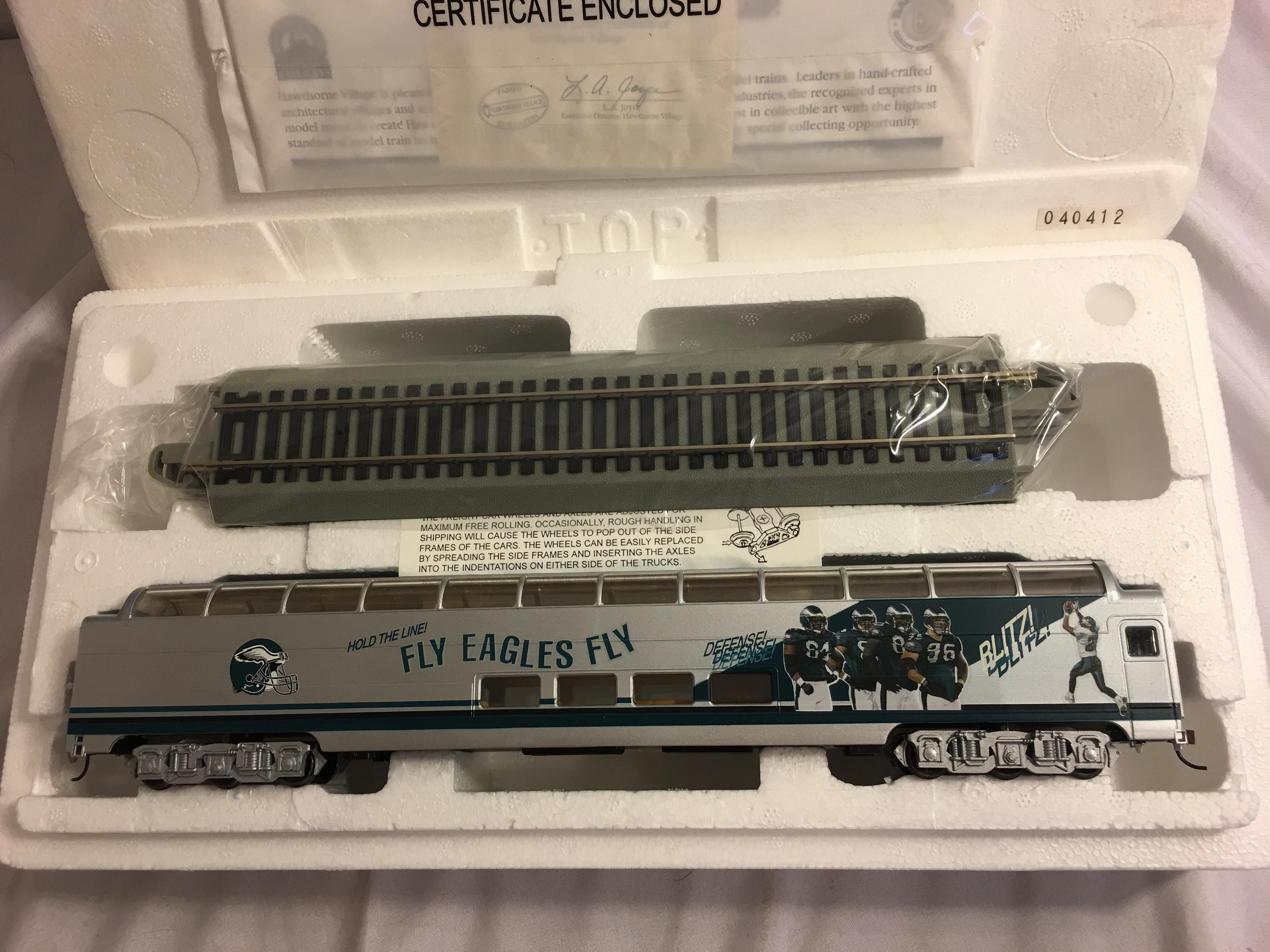 Collector Hawthorne Village Bachmann Eagles Fan Dome Car Ho Gauge Train Set Box: 14"x7"