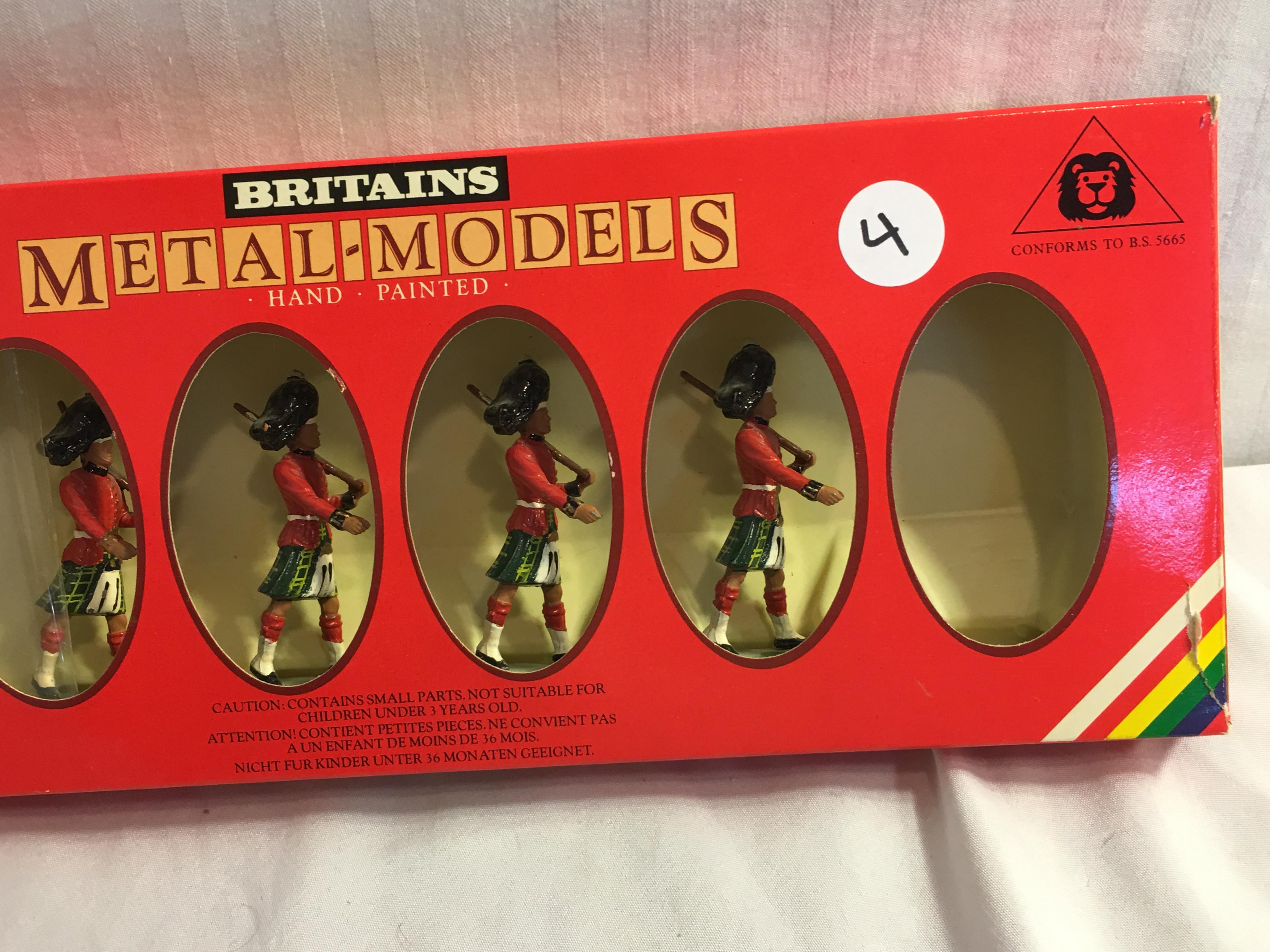 Collector Vintage 1982 Britains Scots Guards Piper & 5 Marching  Hand Painted Metal Model Figures