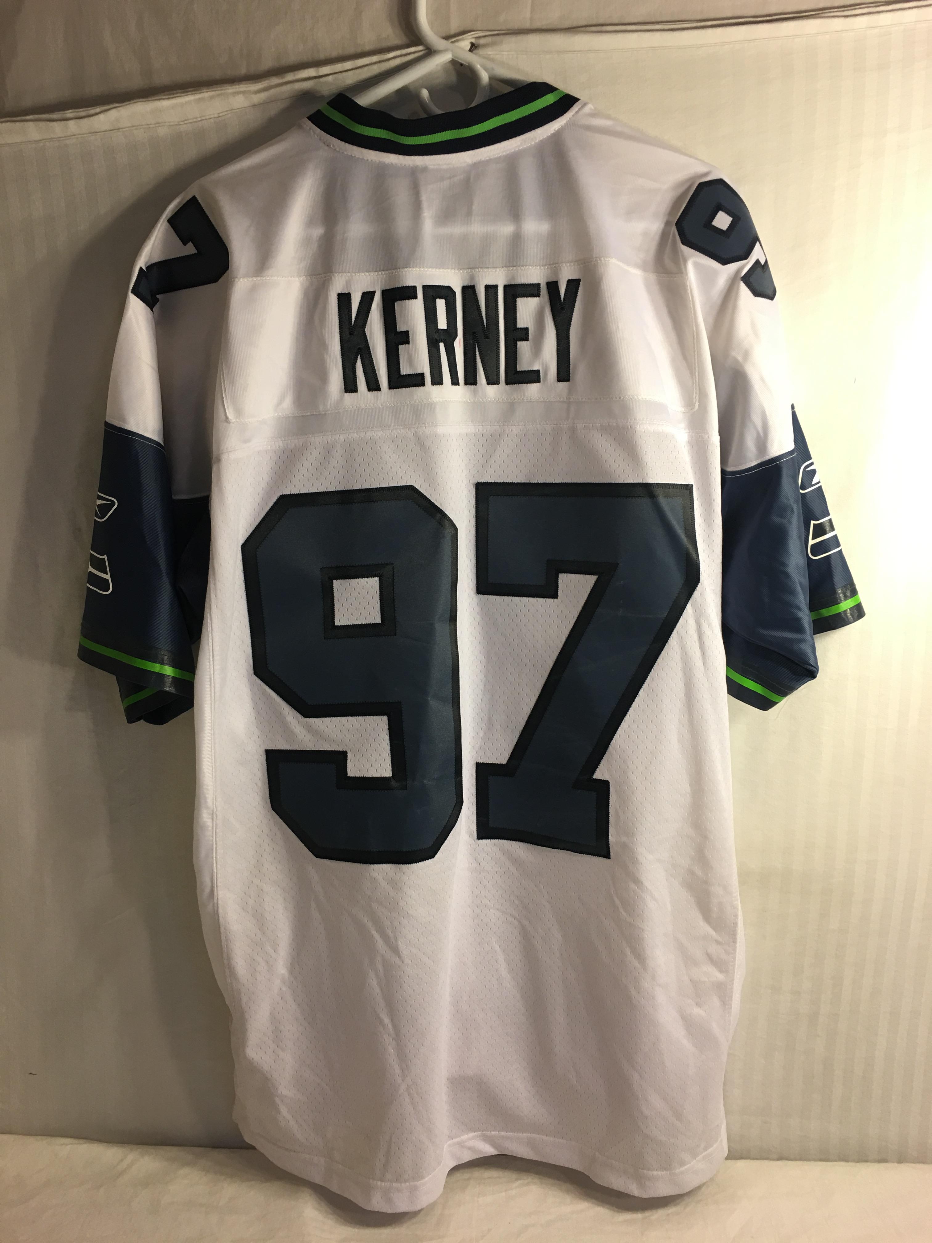 Collector Used NFL Equipment OnField Reebok Large Seahawks #97 Kerney  Jersey White-Multi