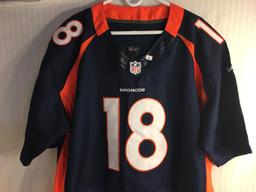 Collector Used NFL Players On Field Nike Nike Broncos #18 Manning Drak Blue Jersey Sz:52