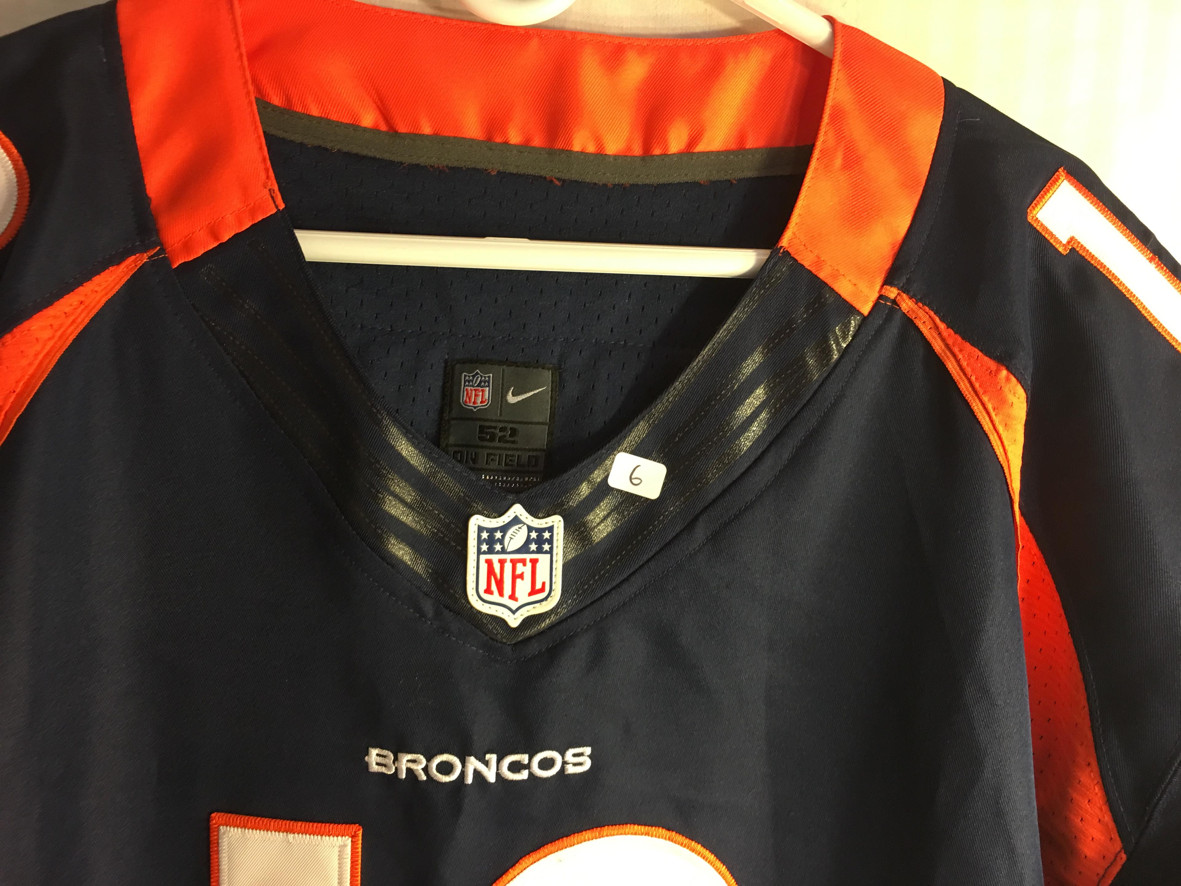 Collector Used NFL Players On Field Nike Nike Broncos #18 Manning Drak Blue Jersey Sz:52