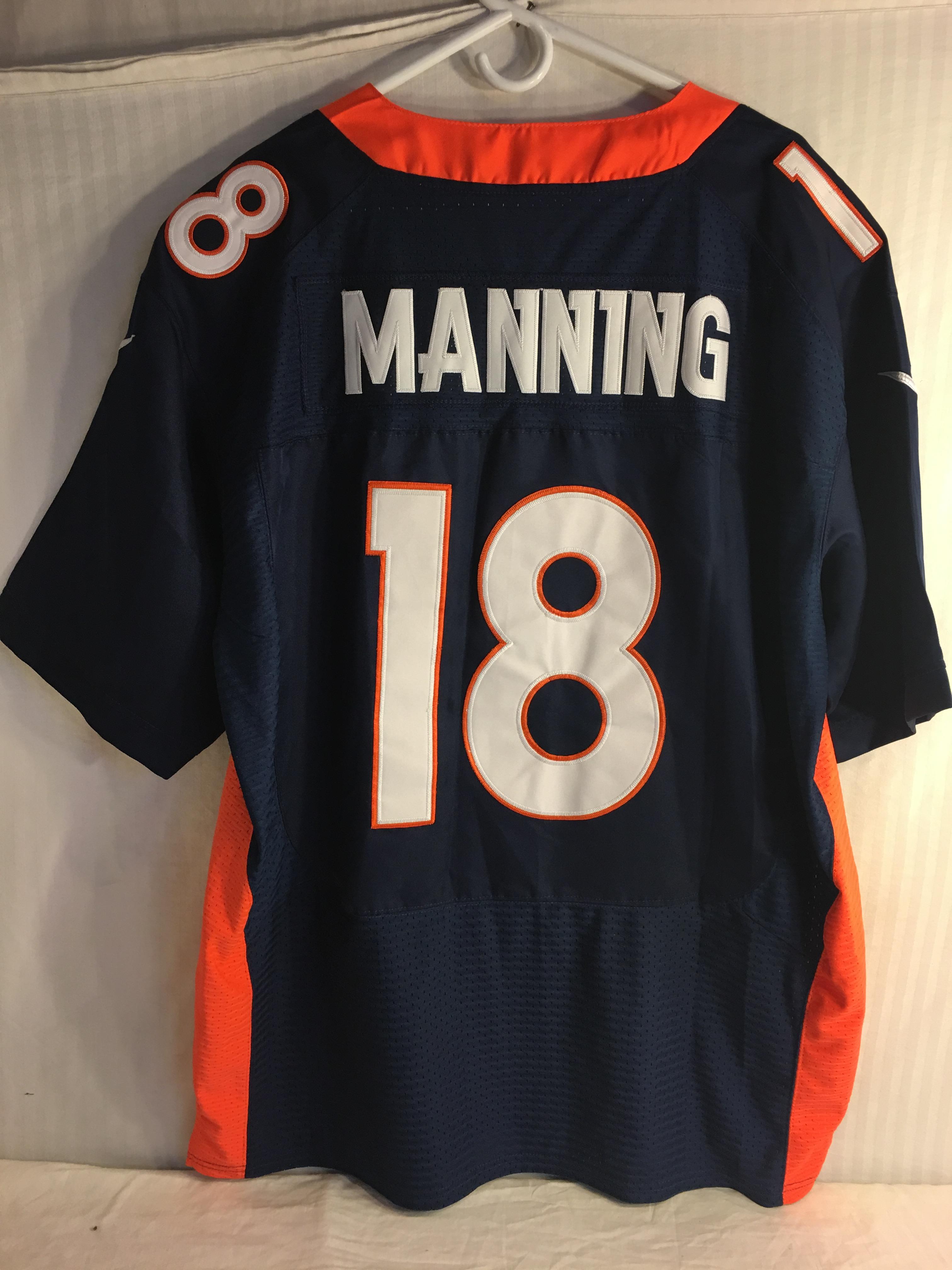 Collector Used NFL Players On Field Nike Nike Broncos #18 Manning Drak Blue Jersey Sz:52