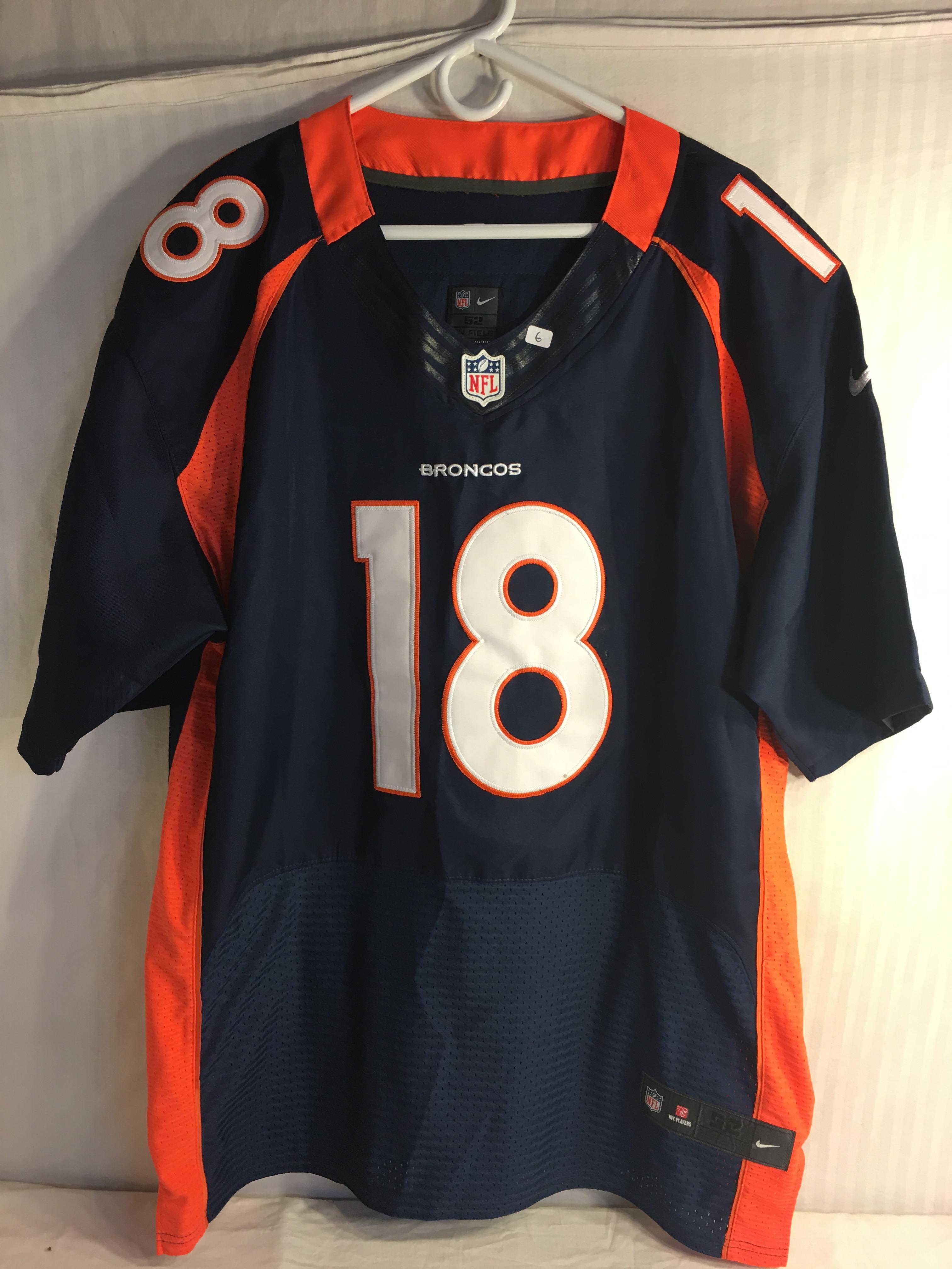 Collector Used NFL Players On Field Nike Nike Broncos #18 Manning Drak Blue Jersey Sz:52