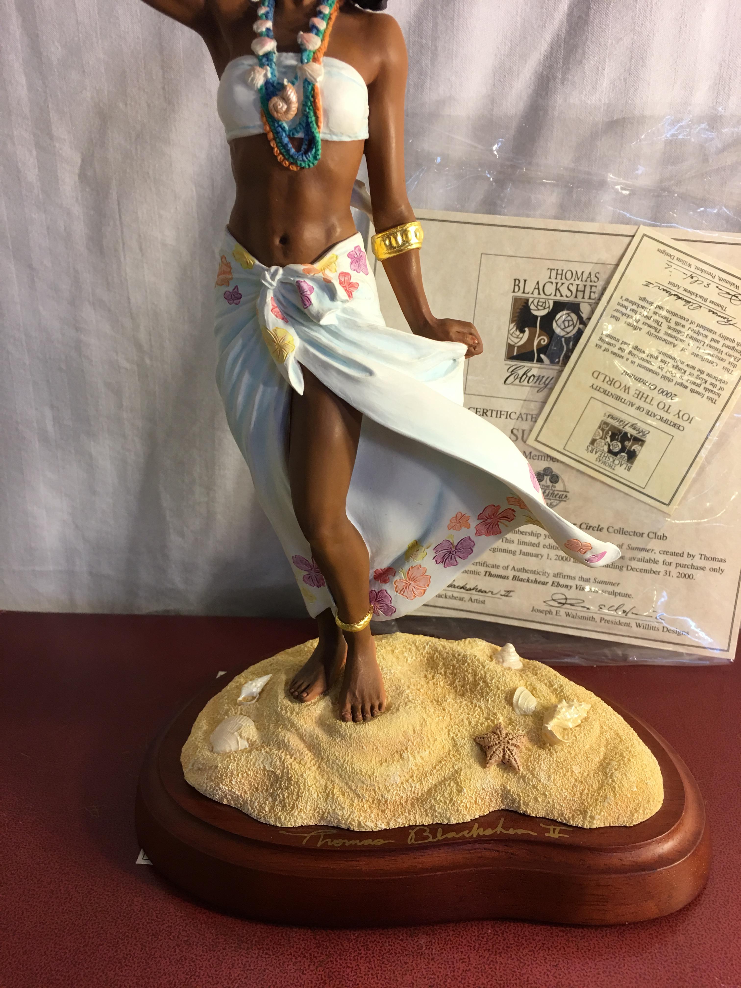 Collector Thomas Blackshear's Ebony Visions "Summer" 2000 members Edt. Figurine On Wood Base