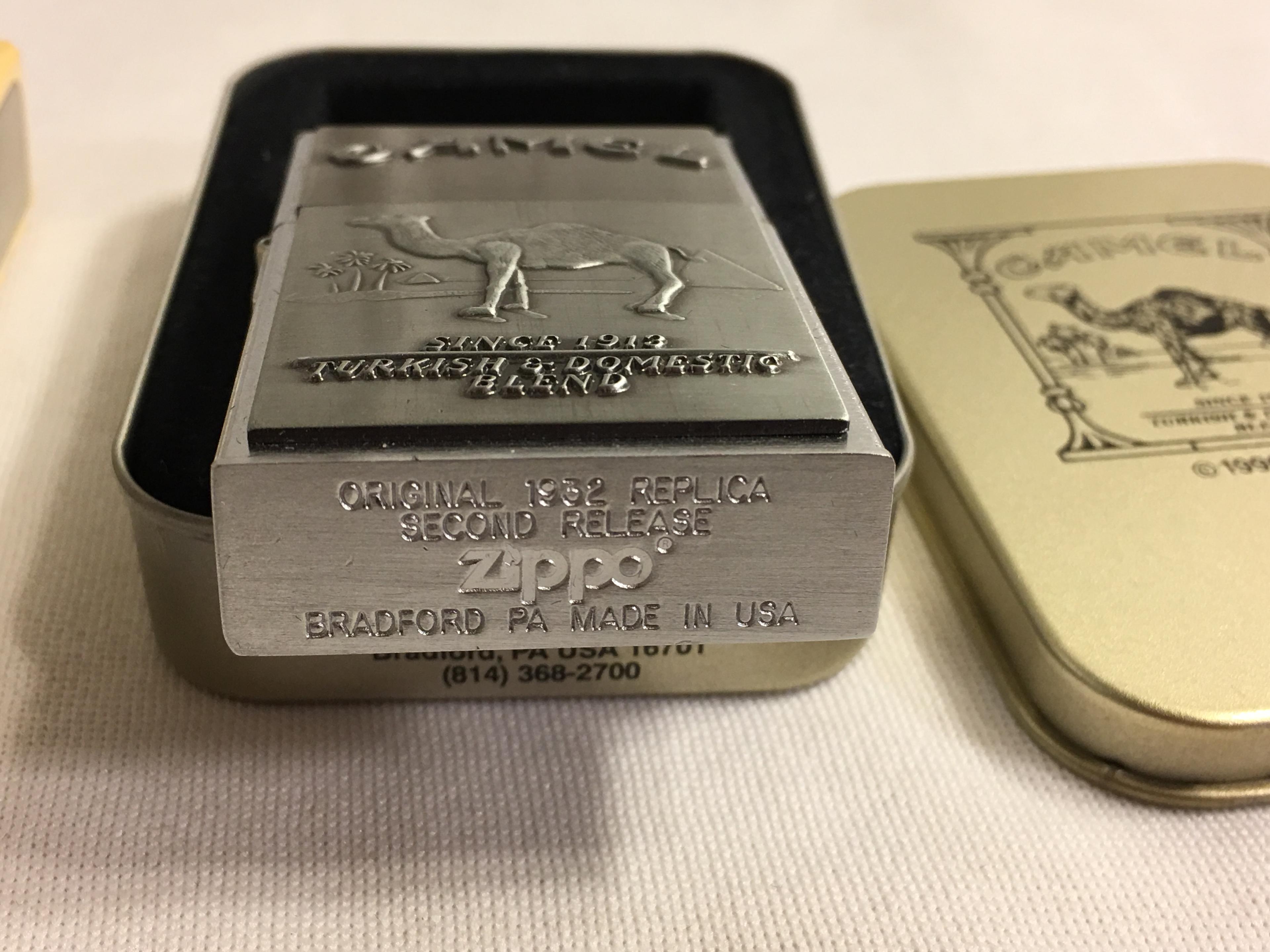 Collector Zippo Second Release Replica from 1932  Camel Stainless Steel Pocket Lighter 2.1/4"tall