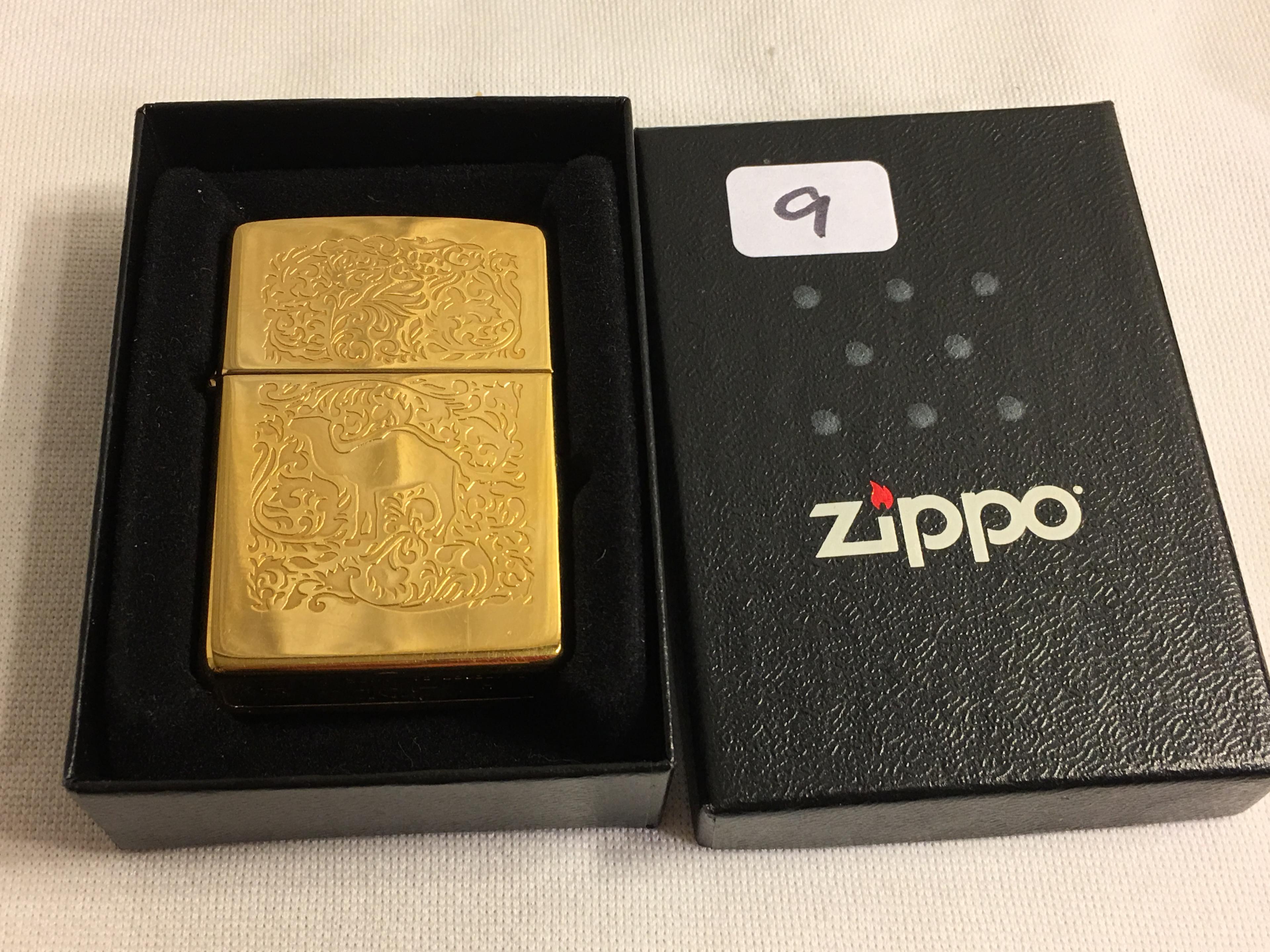 Collector H Zippo XI Bradford Made in USA Camel Gold Color Tone Pocket Lighter 2.1/4"Tall