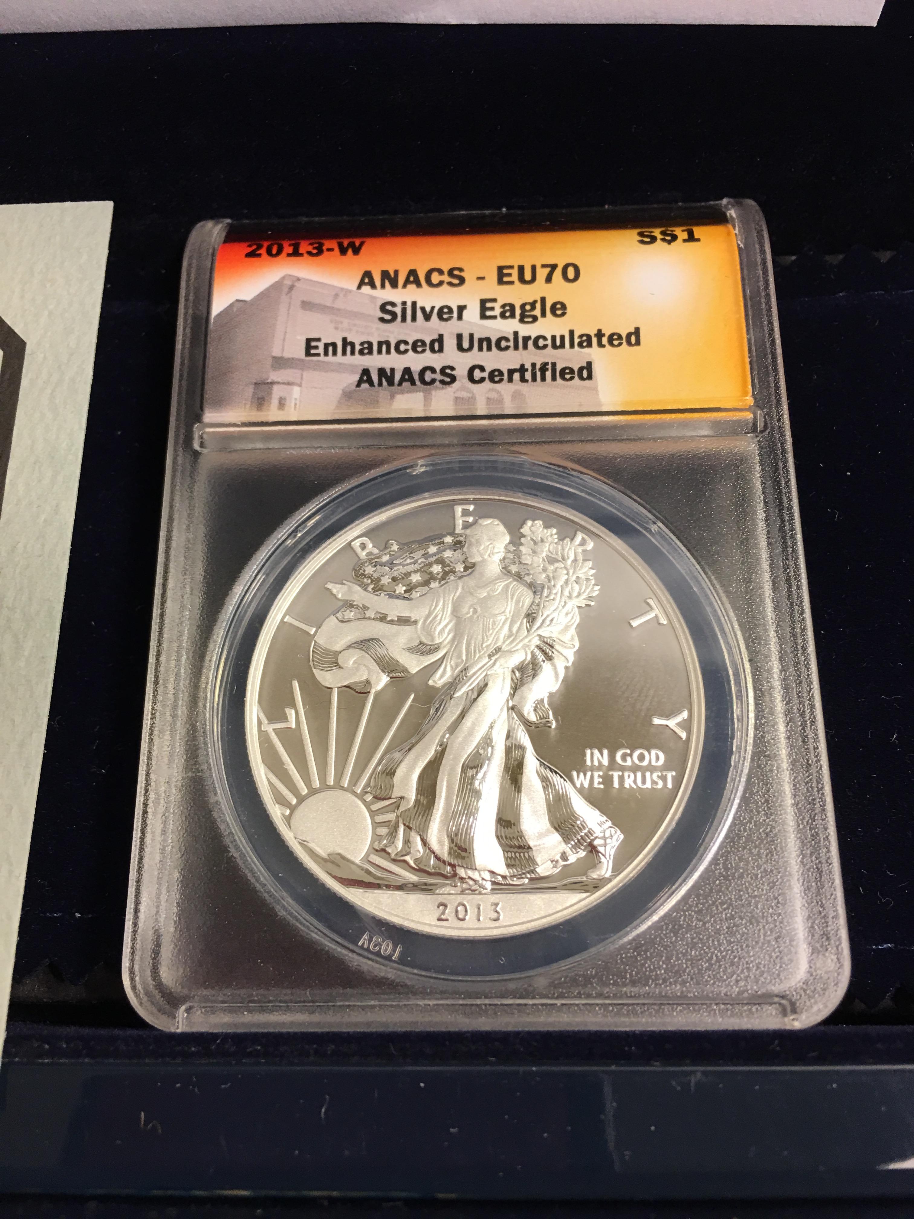 Collector 2013-W One $1 Silver Eagle ANACS EU70 United States Mint 5331-W13E70-MB #329539