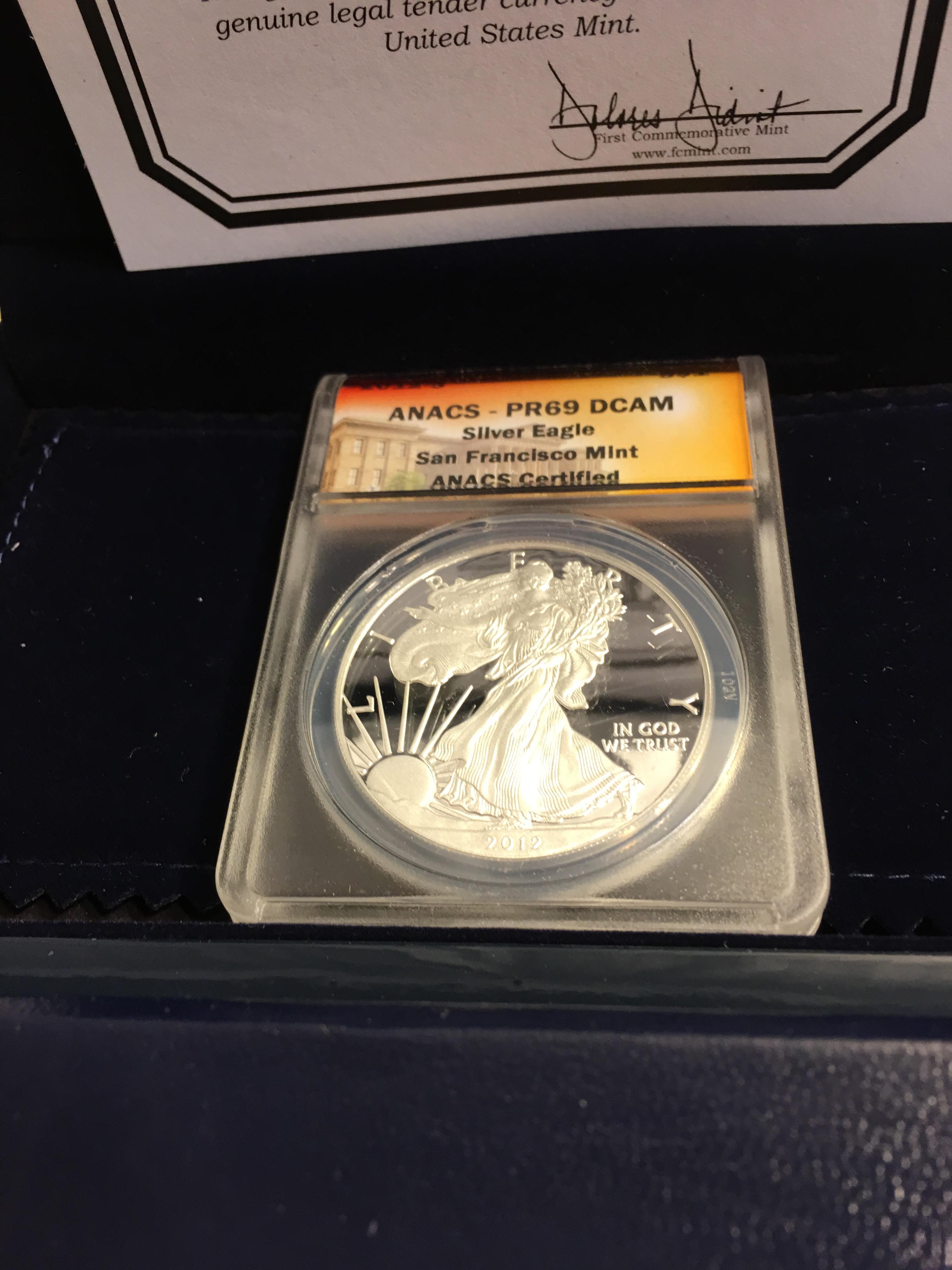 Collector 2012 SF $1 Silver Eagle ANACS PR69 United States Mint 5331-S12PR69-MB #359396